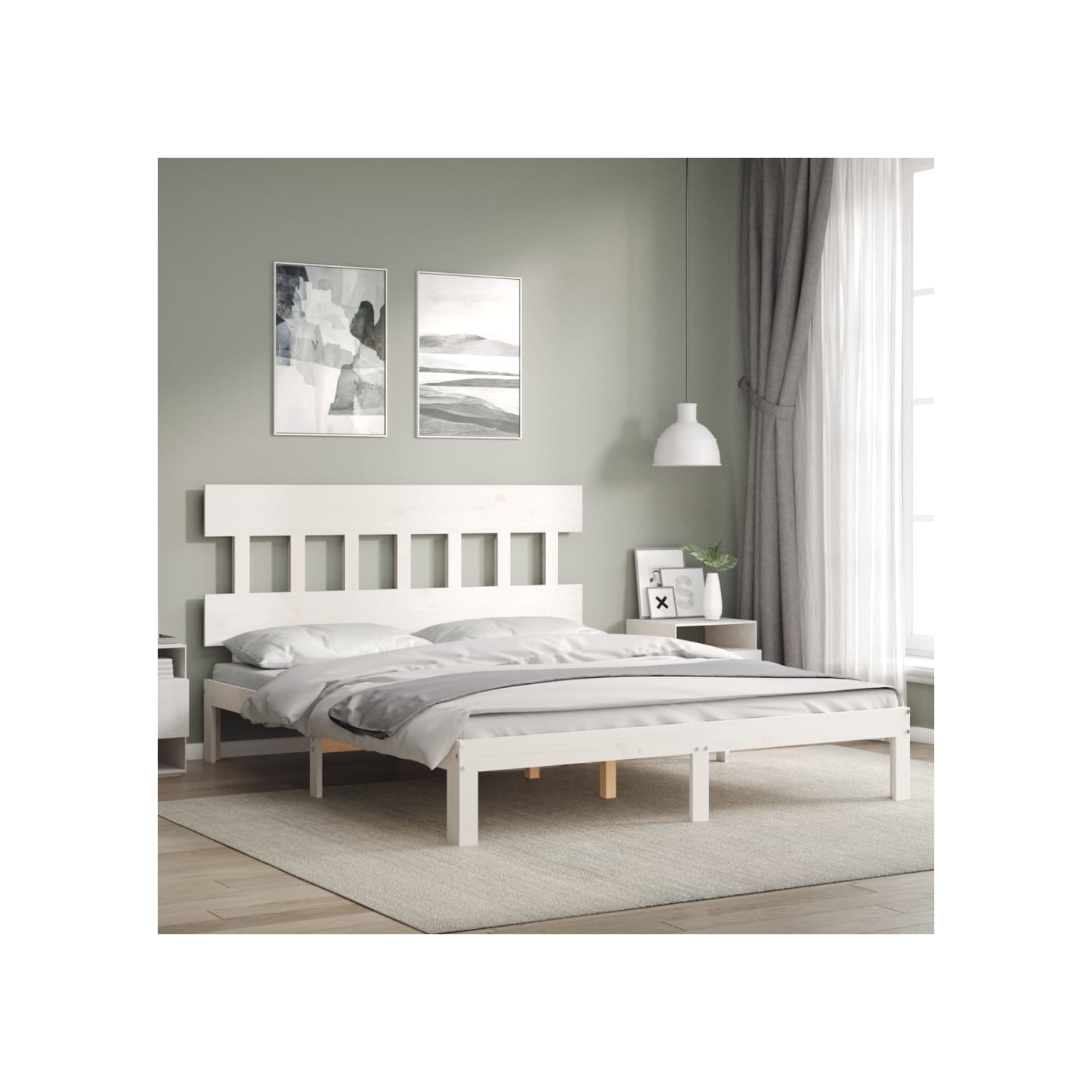 Cadre de lit sans matelas blanc 160x200 cm bois de pin massif