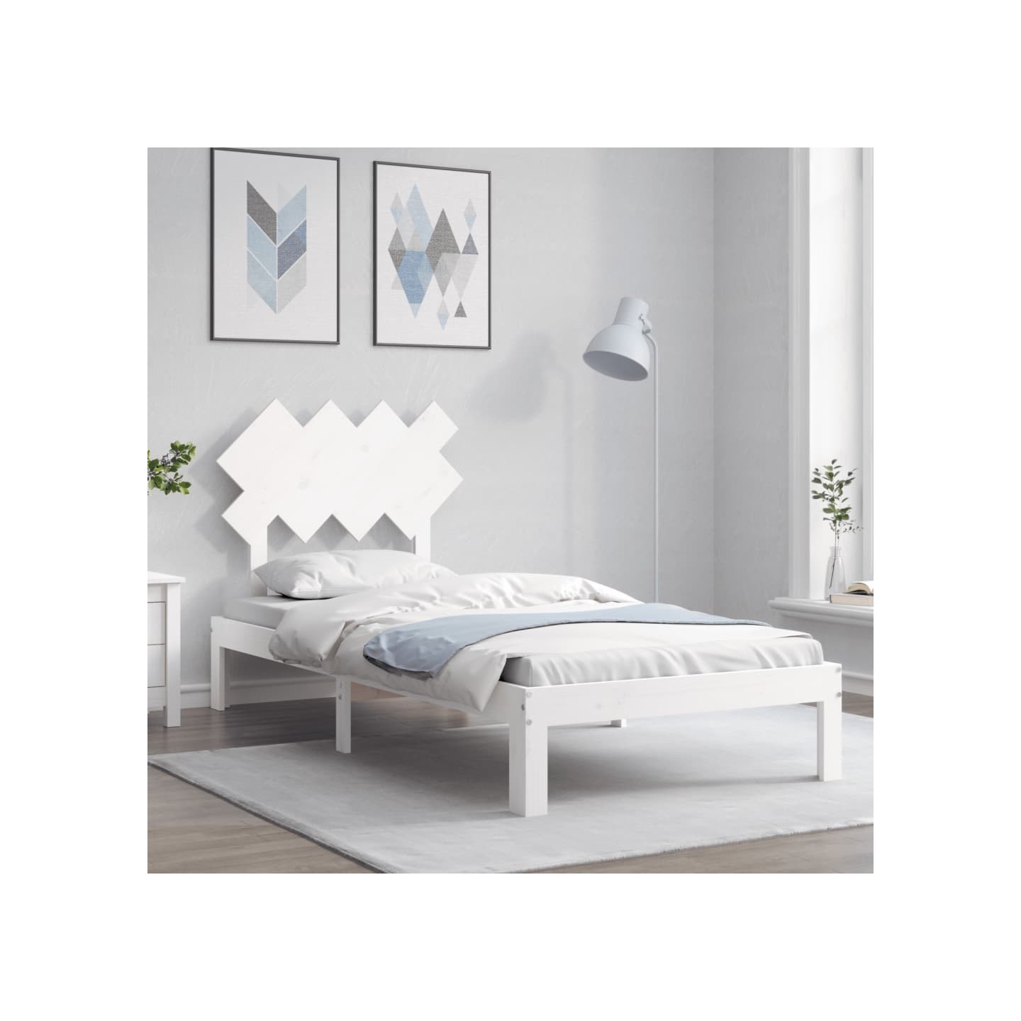 Cadre de lit sans matelas blanc 90x200 cm bois de pin massif