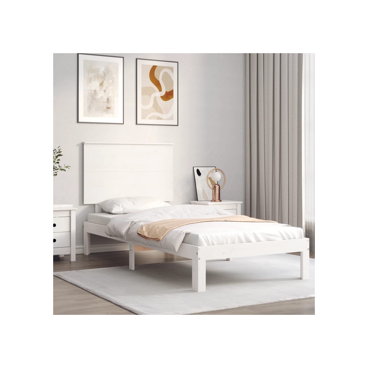 Cadre de lit sans matelas blanc 100x200 cm bois de pin massif