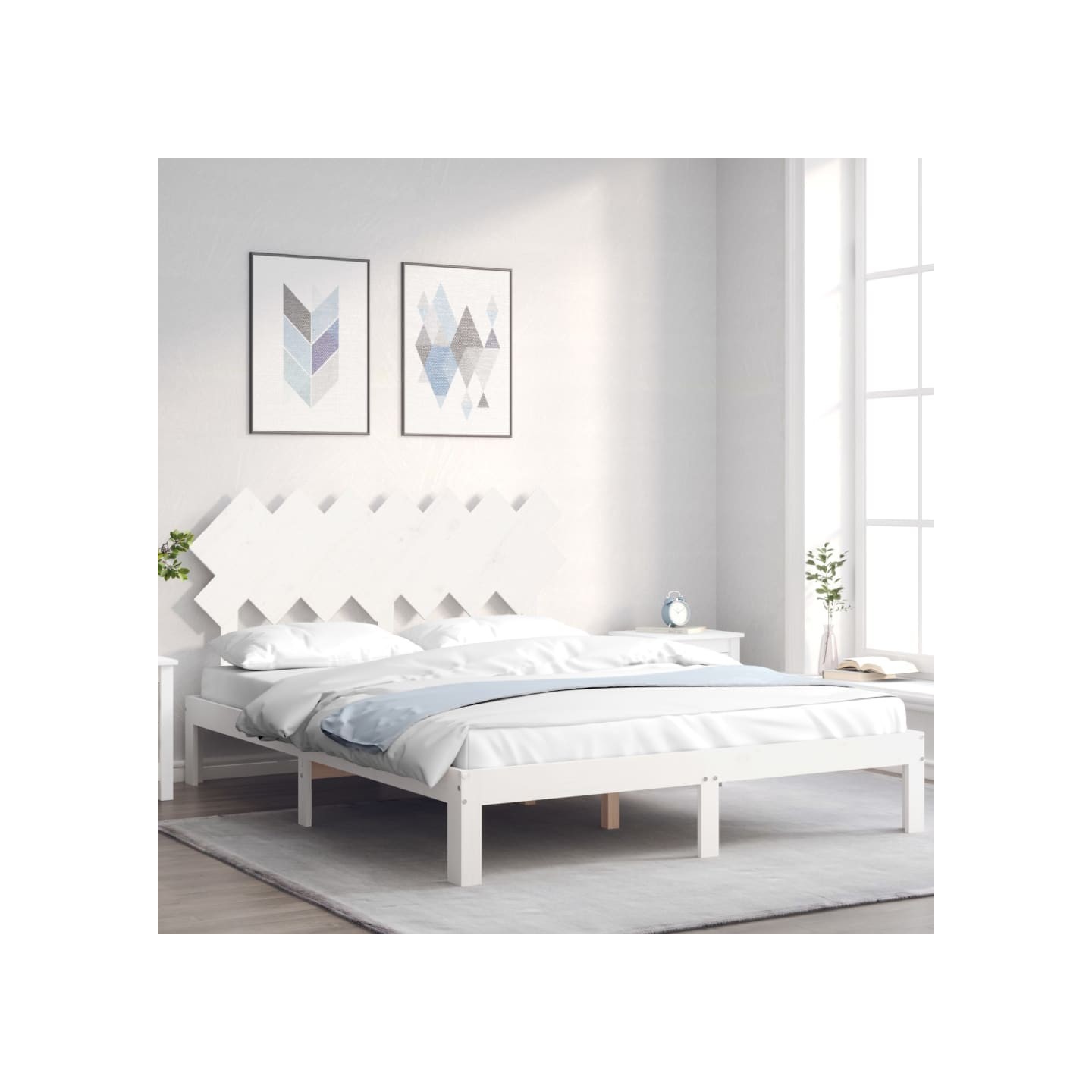 Cadre de lit sans matelas blanc 140x190 cm bois de pin massif
