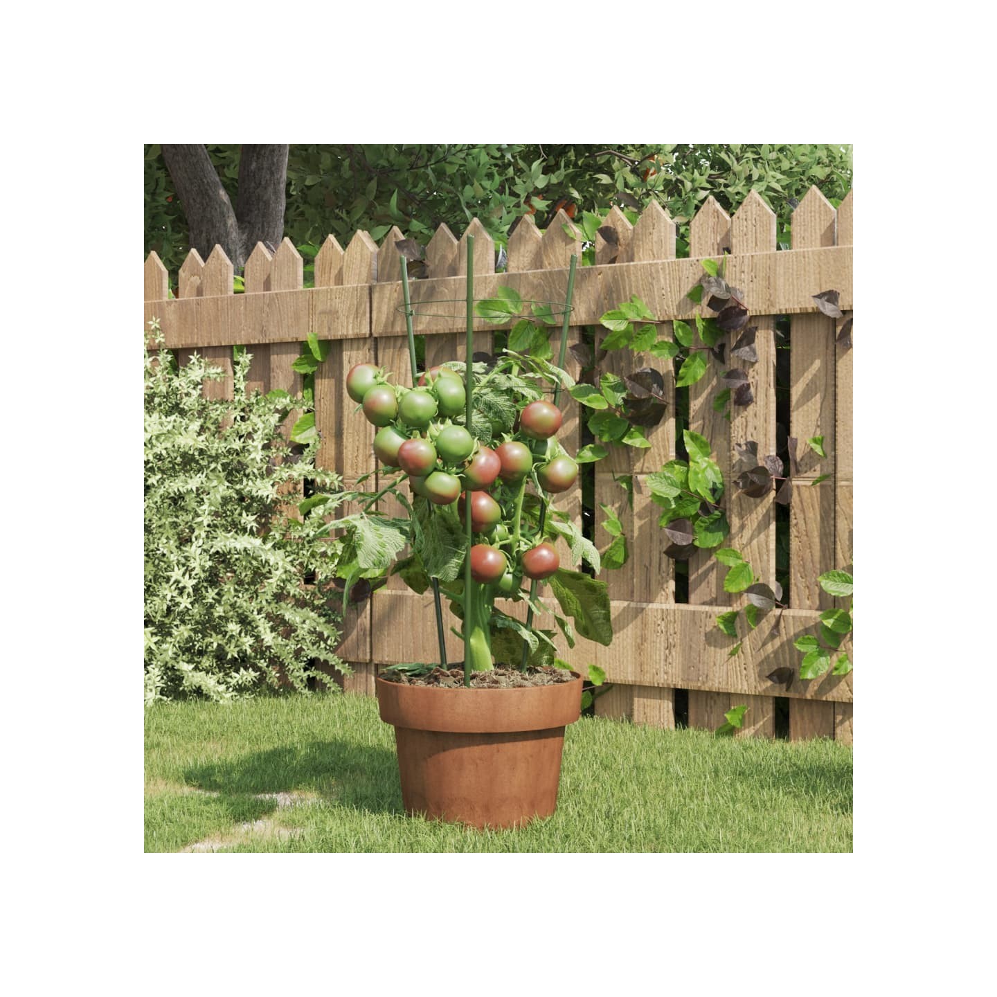 Supports pour plantes de jardin 3 anneaux 5pcs Vert 45 cm Acier
