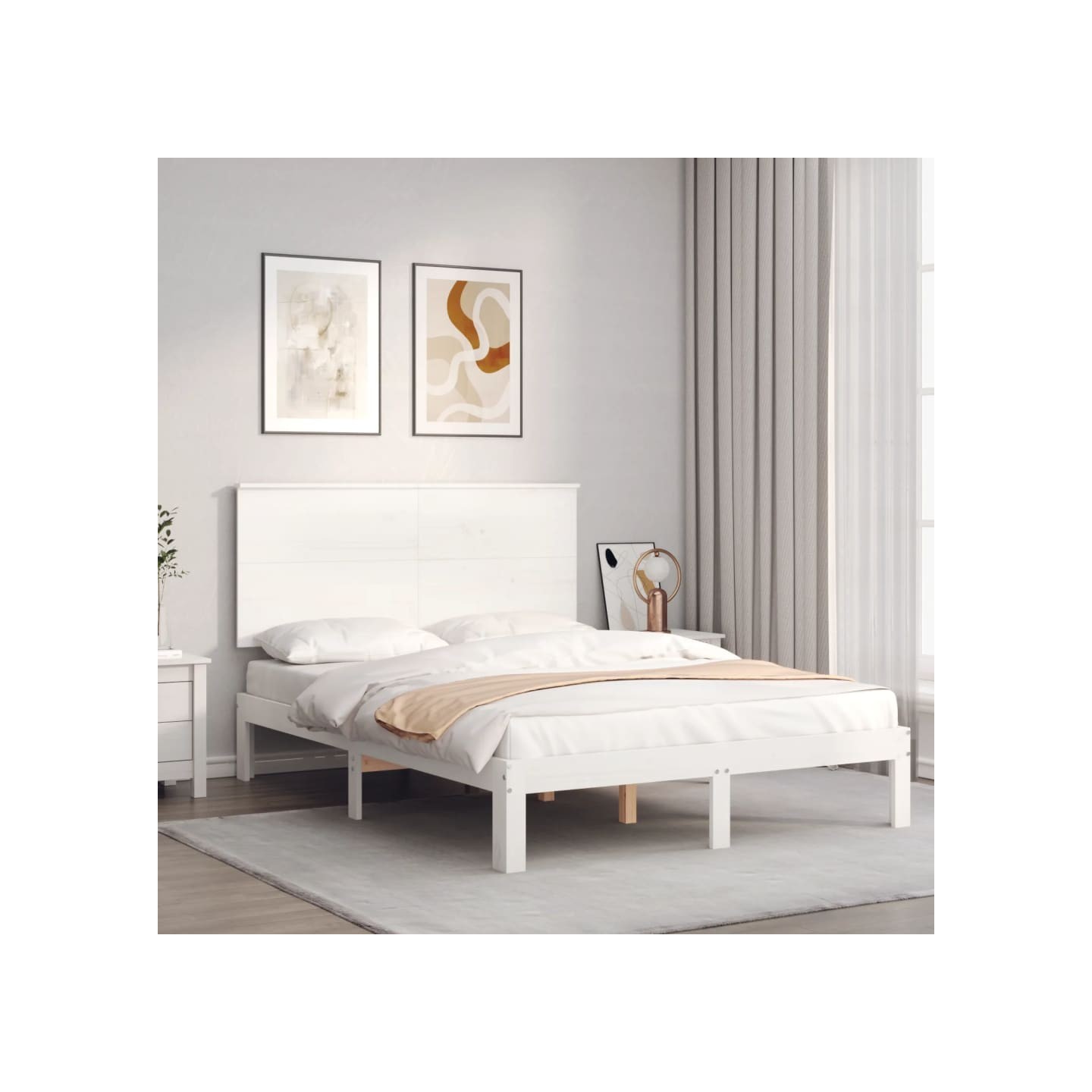 Cadre de lit sans matelas blanc 120x200 cm bois de pin massif