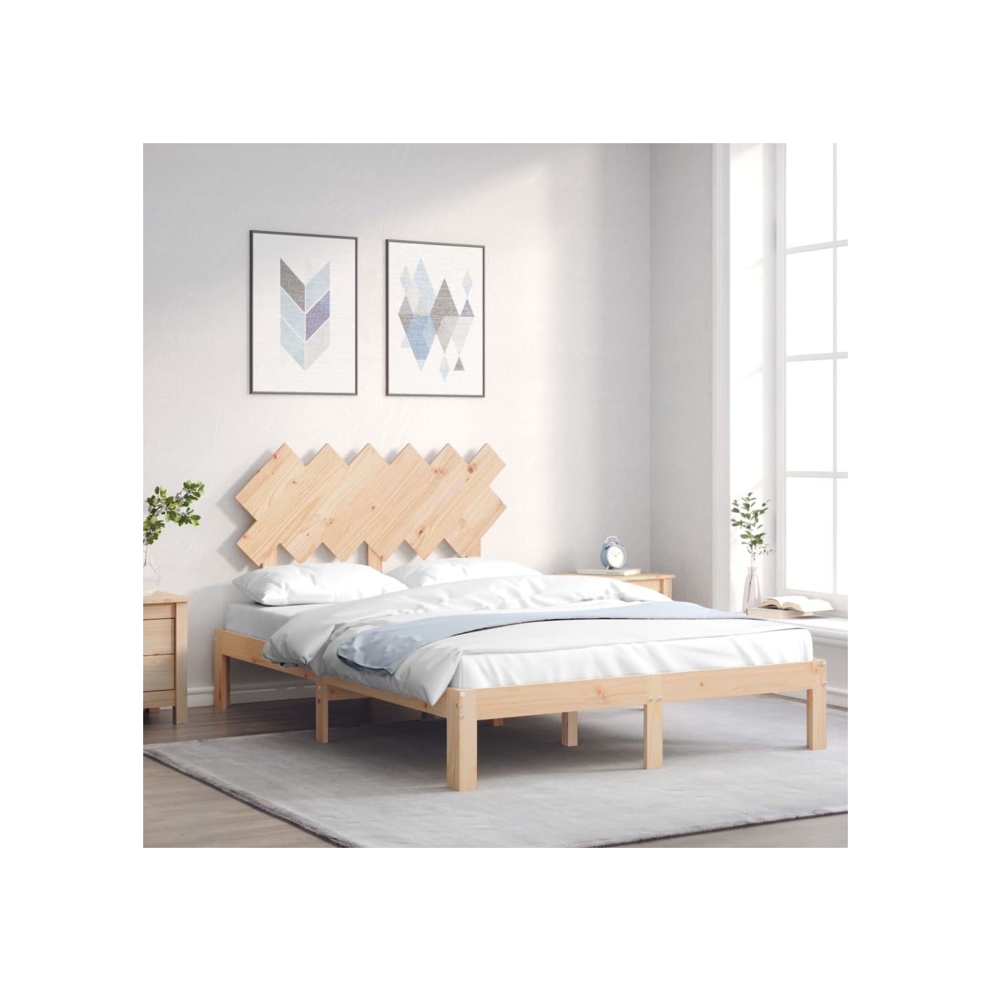 Cadre de lit sans matelas bois de pin massif