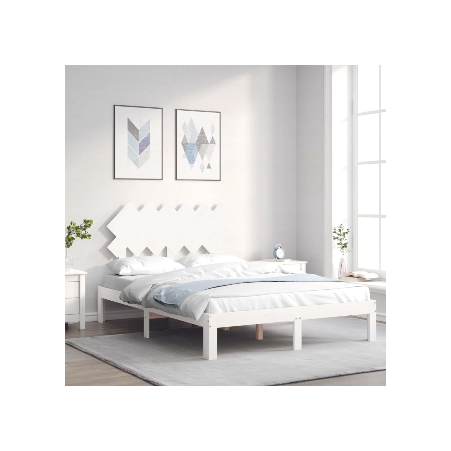 Cadre de lit sans matelas blanc 120x200 cm bois de pin massif