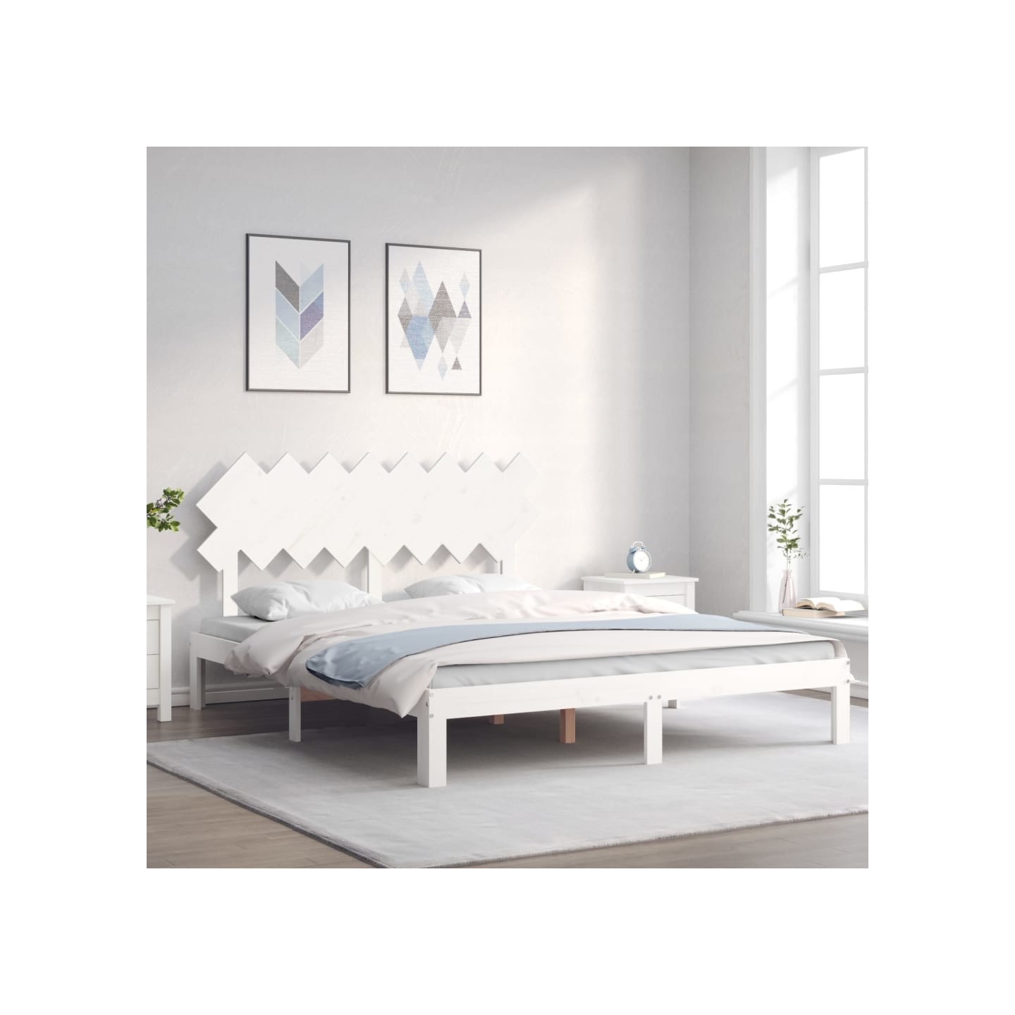 Cadre de lit sans matelas blanc 160x200 cm bois de pin massif