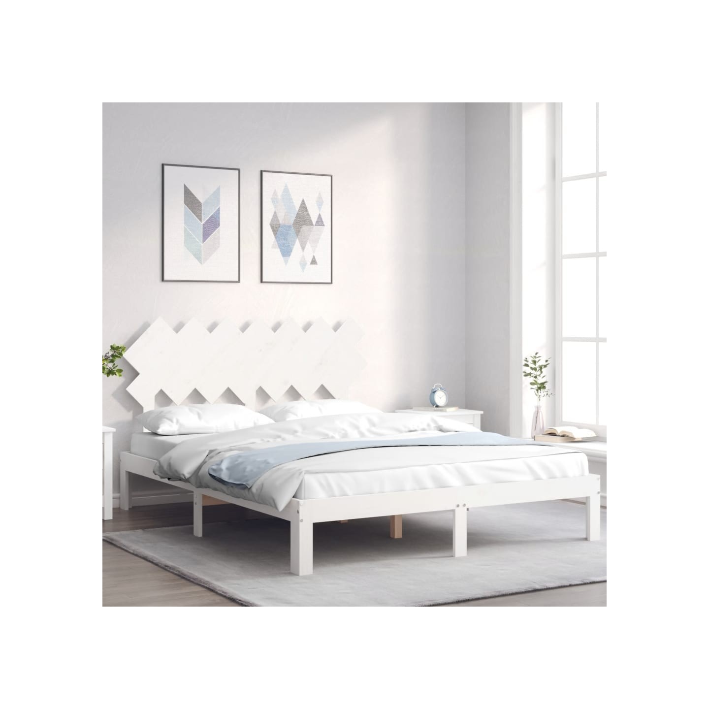 Cadre de lit sans matelas blanc 140x200 cm bois de pin massif