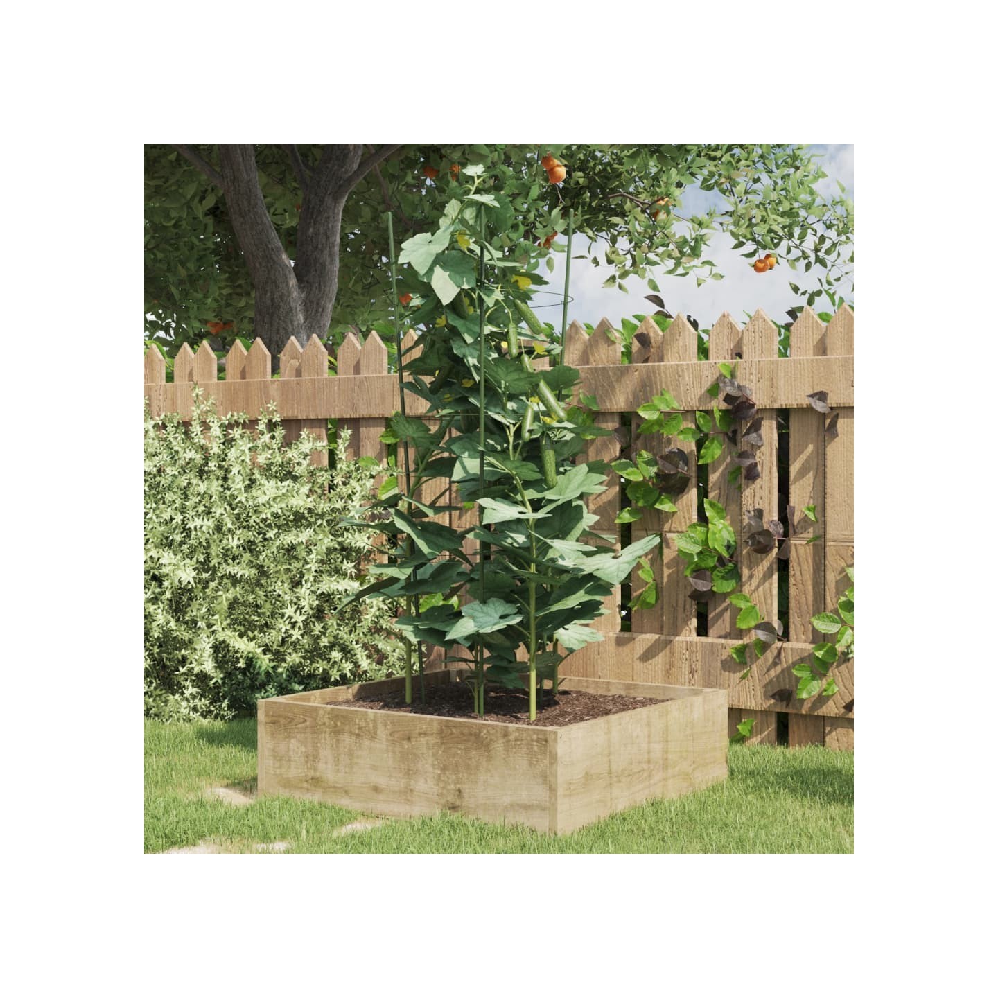 Supports pour plantes de jardin 3 anneaux 5pcs Vert 75 cm Acier