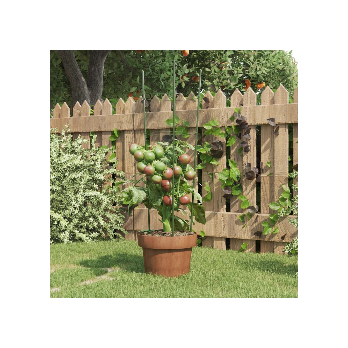 Supports pour plantes de jardin 3 anneaux 5pcs Vert 60 cm Acier