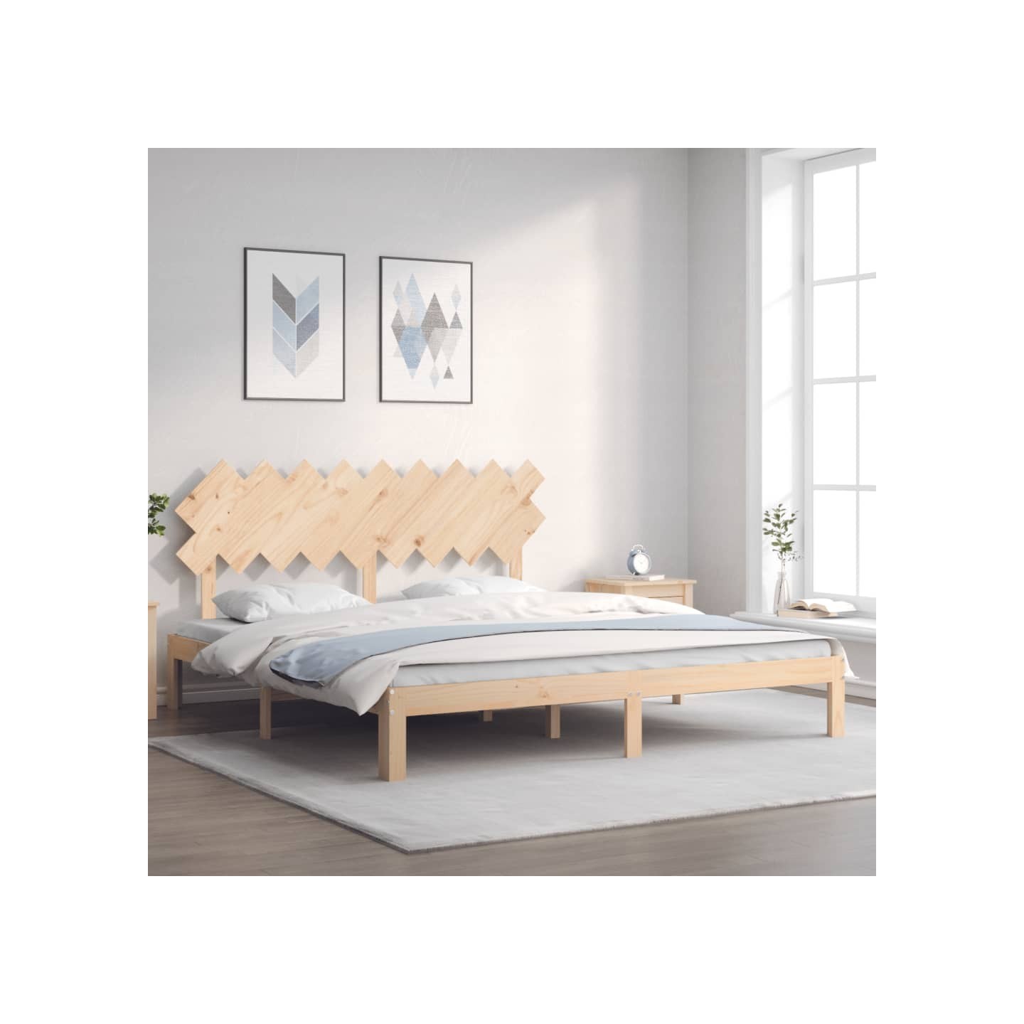 Cadre de lit sans matelas bois massif de pin