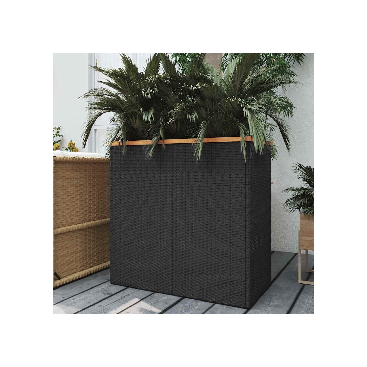 Jardinière noir 80x40x80 cm résine tressée