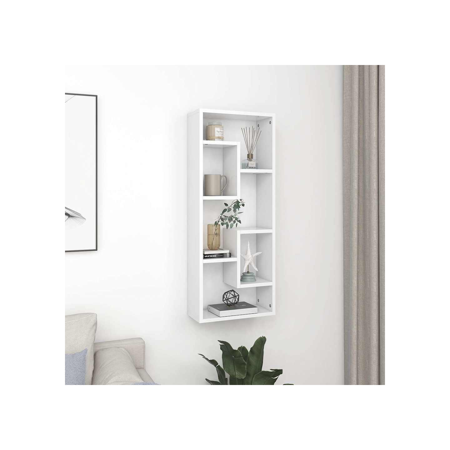 Étagère murale Blanc 36x16x90 cm Bois d'ingénierie