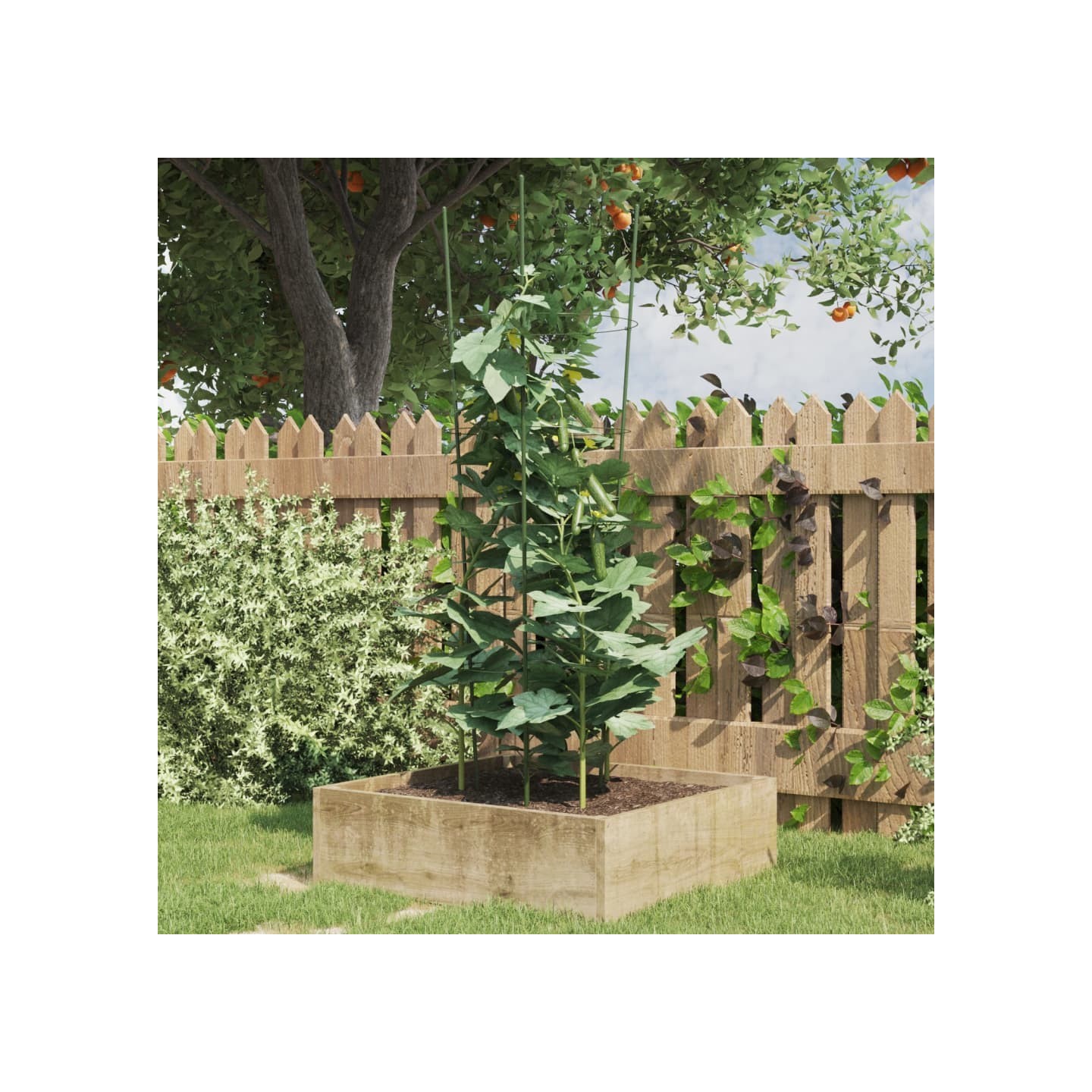Supports pour plantes de jardin 4 anneaux 5pcs Vert 90 cm Acier