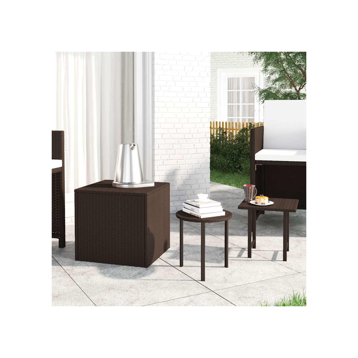 Tables d'appoint 3 pcs marron résine tressée