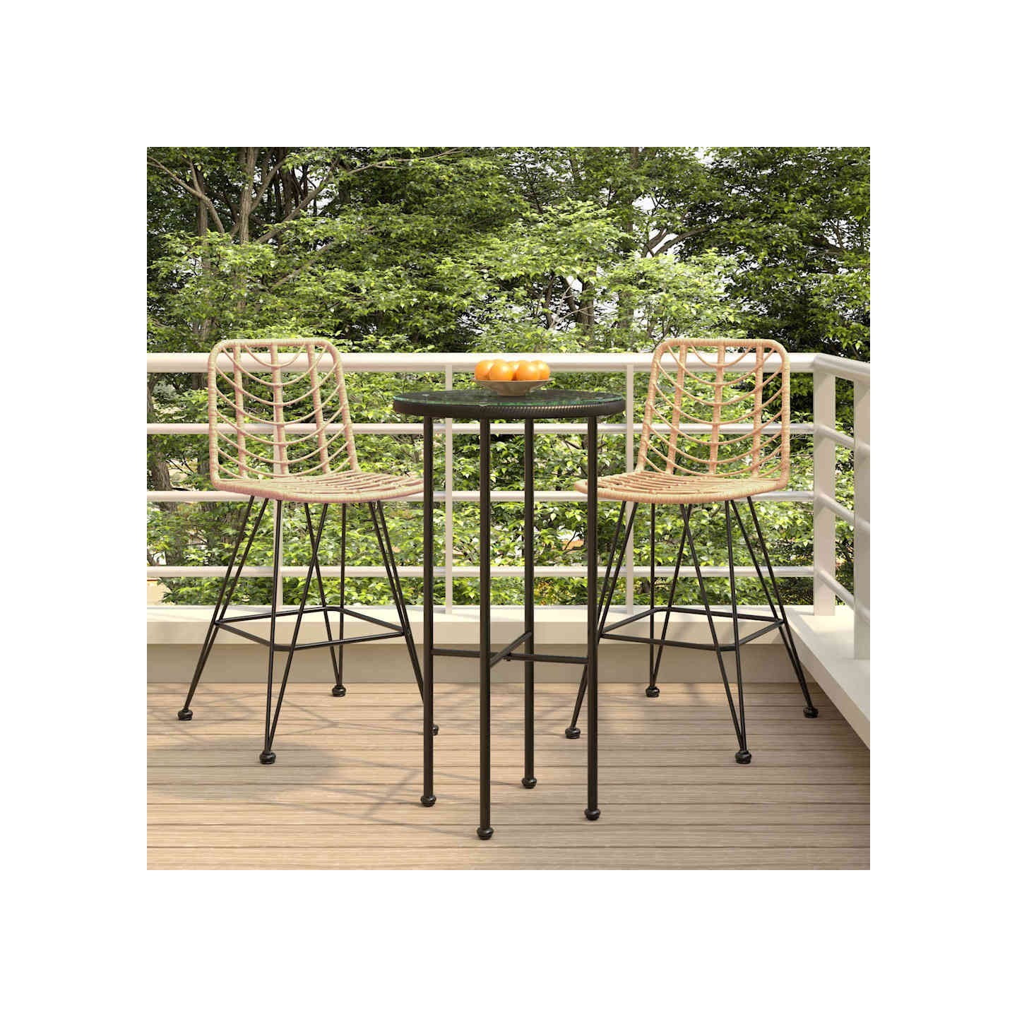 Tabourets de bar lot de 2 45x56x103,5cm Résine tressée et acier