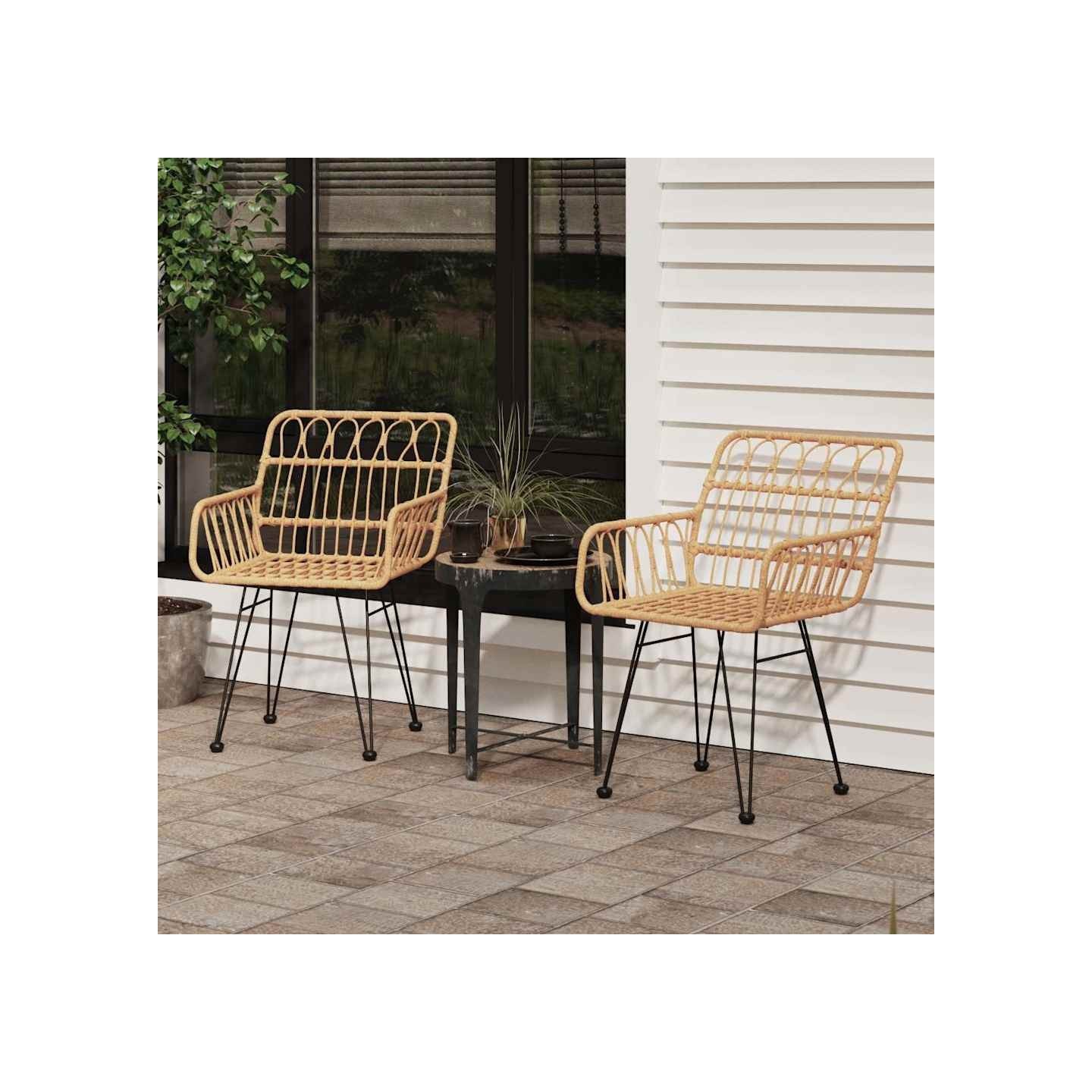 Chaises de jardin lot de 2 accoudoir 56x64x80 cm Résine tressée