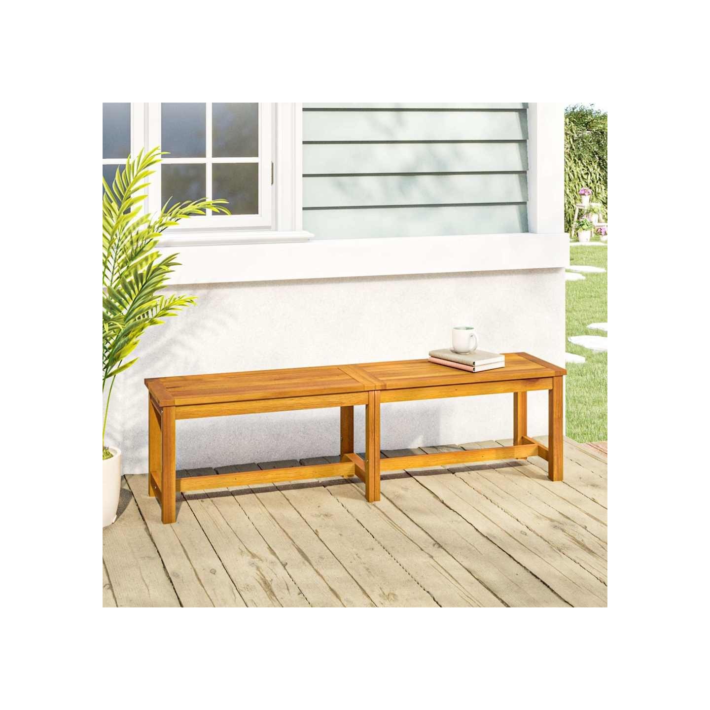 Banc de jardin 150x35x45 cm bois massif d'acacia