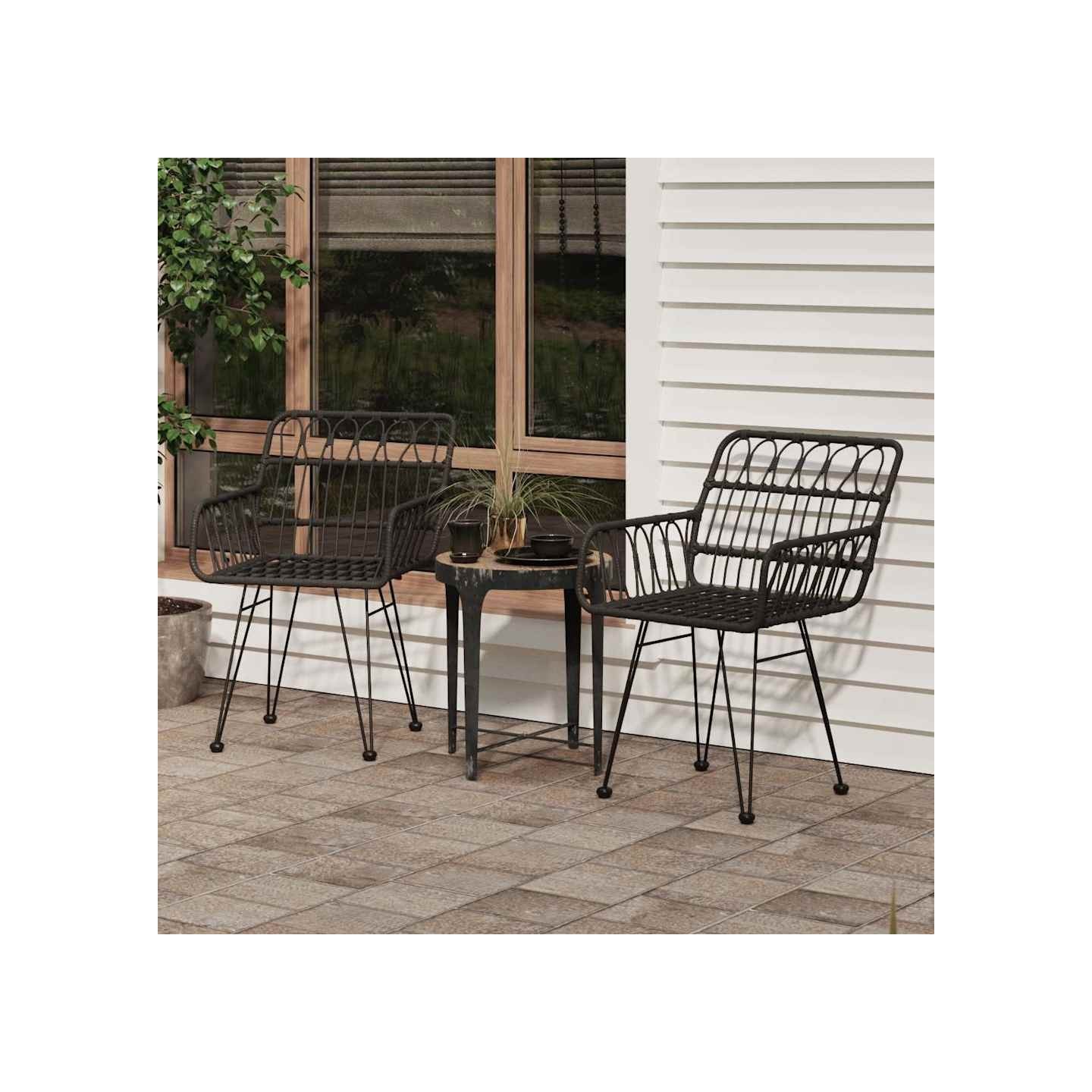 Chaises de jardin lot de 2 avec accoudoir Noir 56x64x80 cm