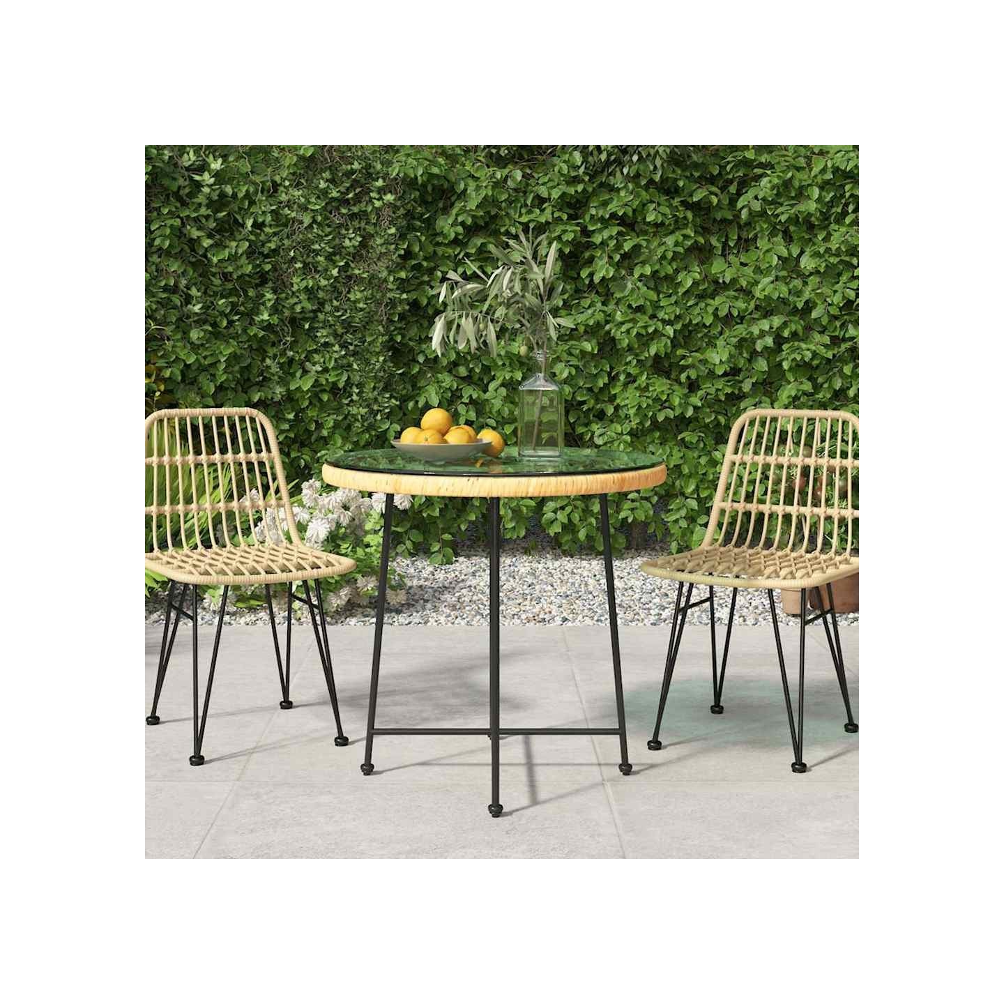 Table de salle à manger Ø80 cm Verre trempé et acier