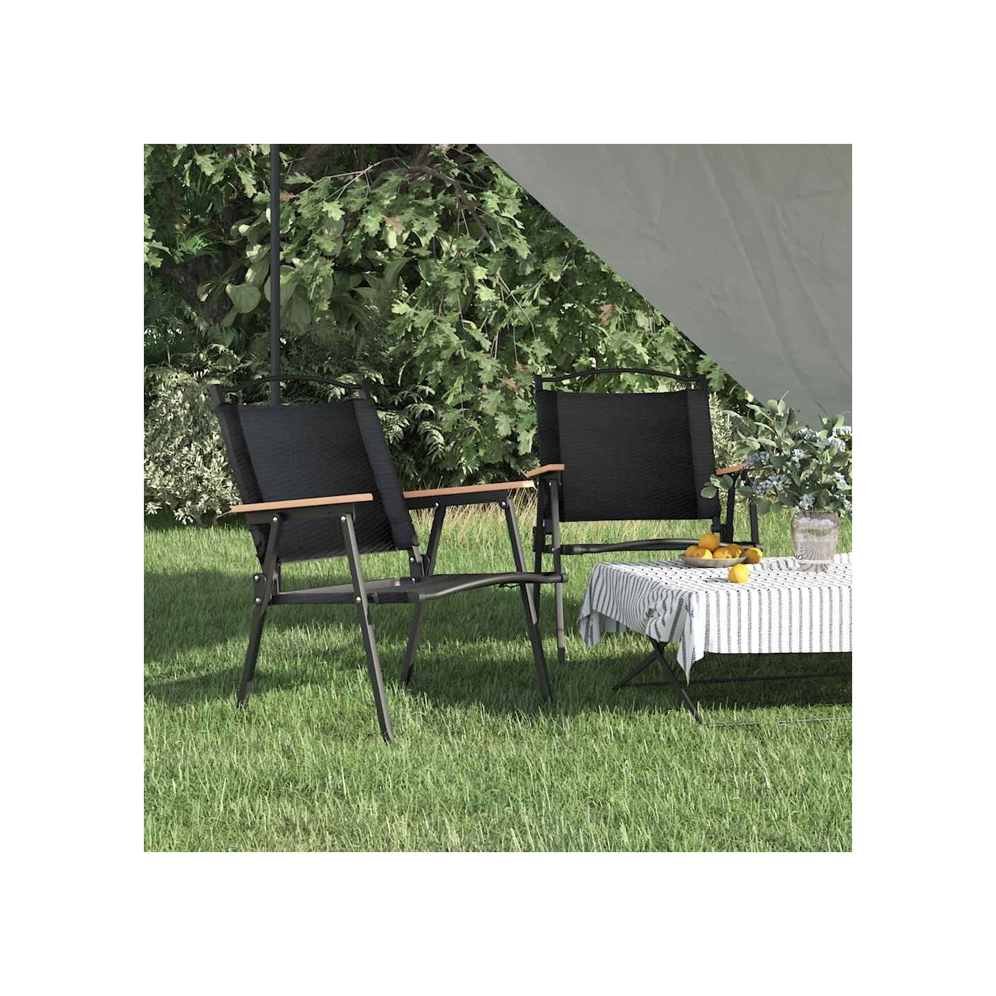 Chaises de camping lot de 2 Noir 54x55x78 cm Tissu Oxford