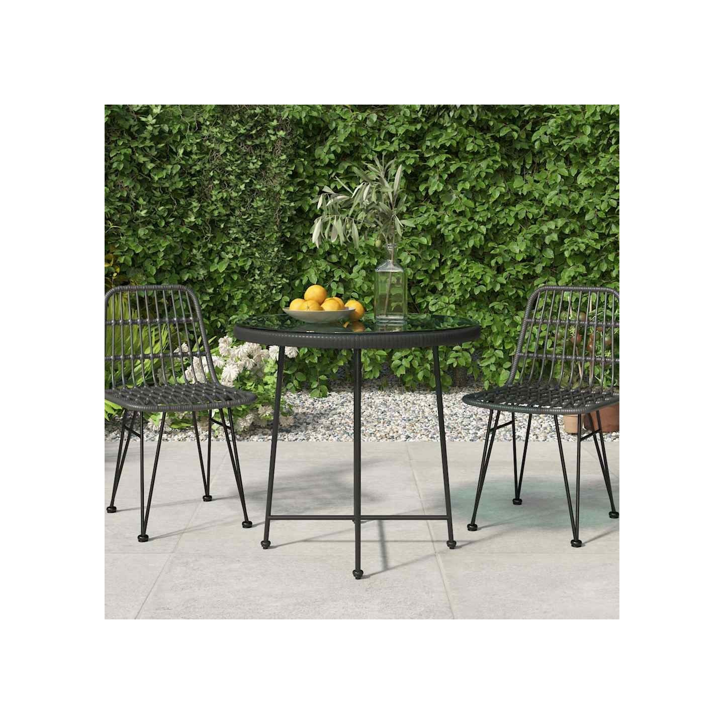 Table de salle à manger Noir Ø80 cm Verre trempé et acier