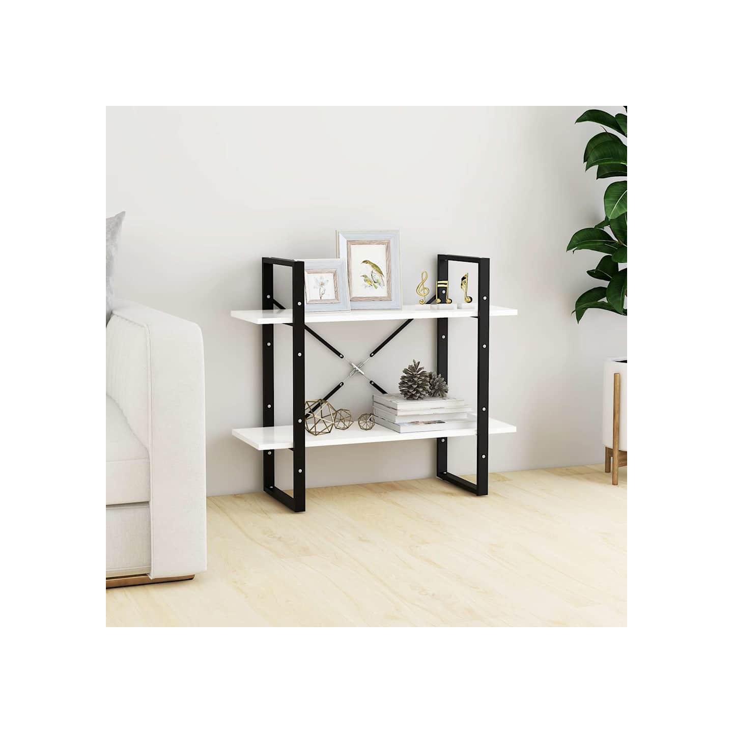 Bibliothèque à 2 niveaux Blanc 80x30x70 cm bois d'ingénierie