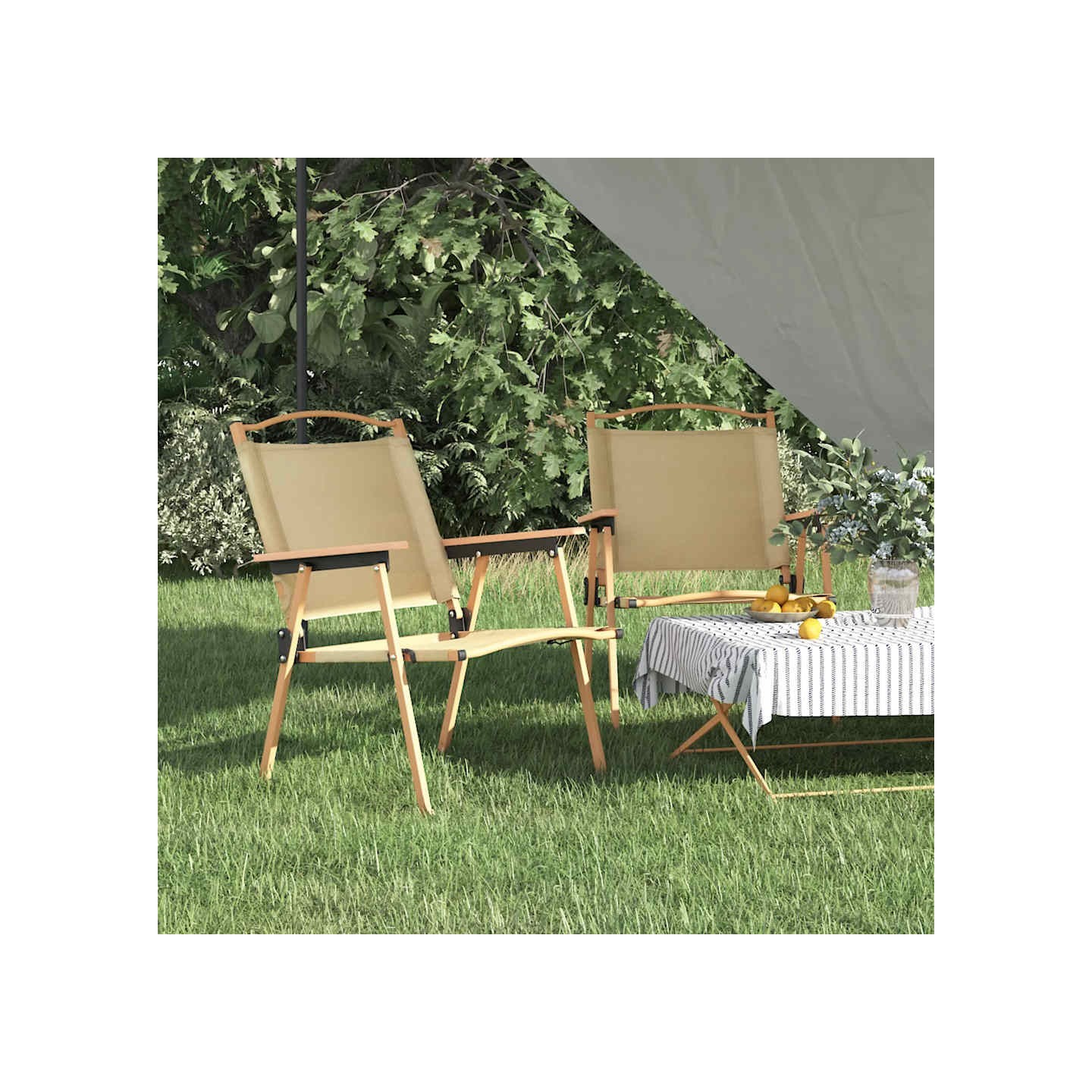 Chaises de camping lot de 2 Beige 54x55x78 cm Tissu Oxford