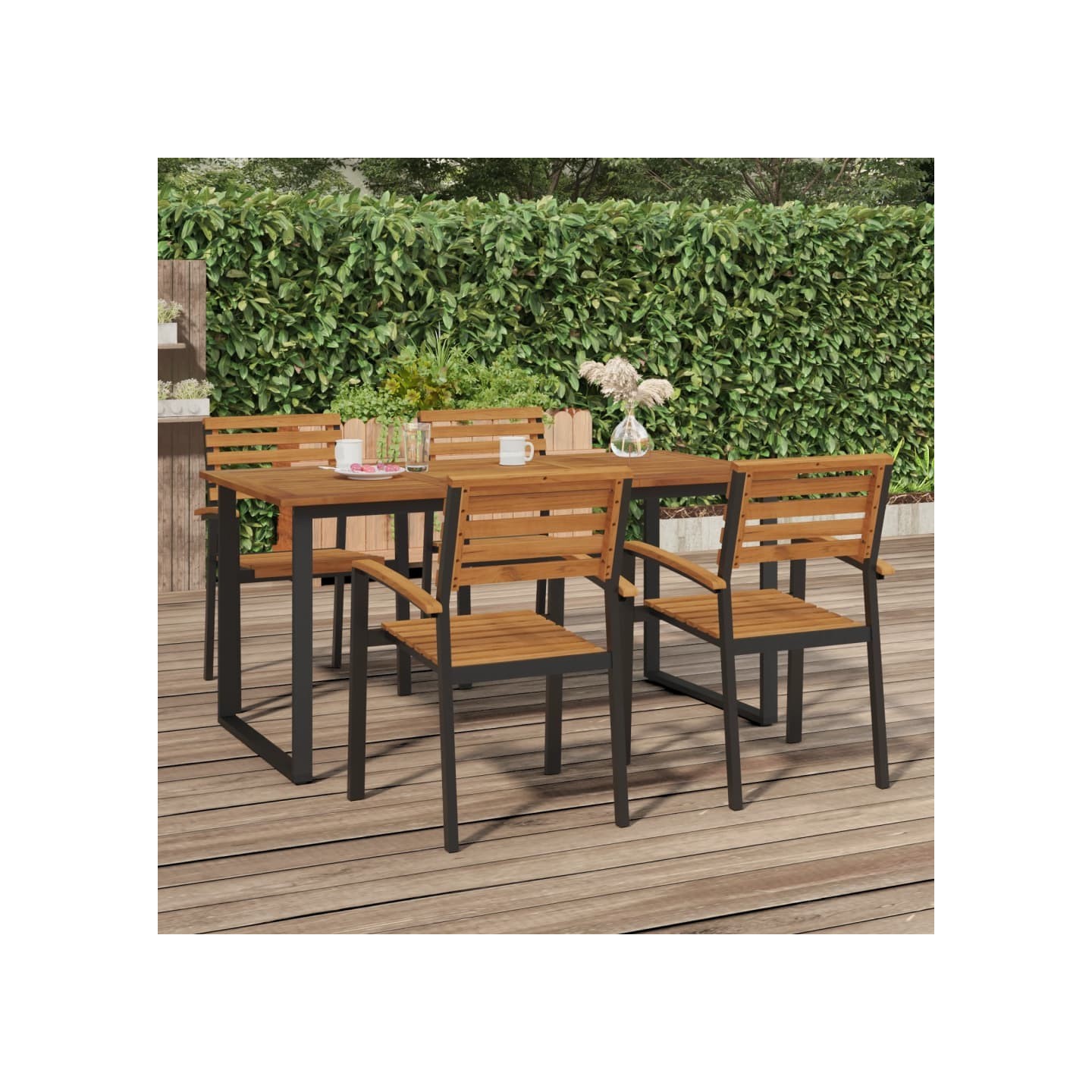 Table de jardin et pieds en forme de U 160x80x75 cm bois acacia