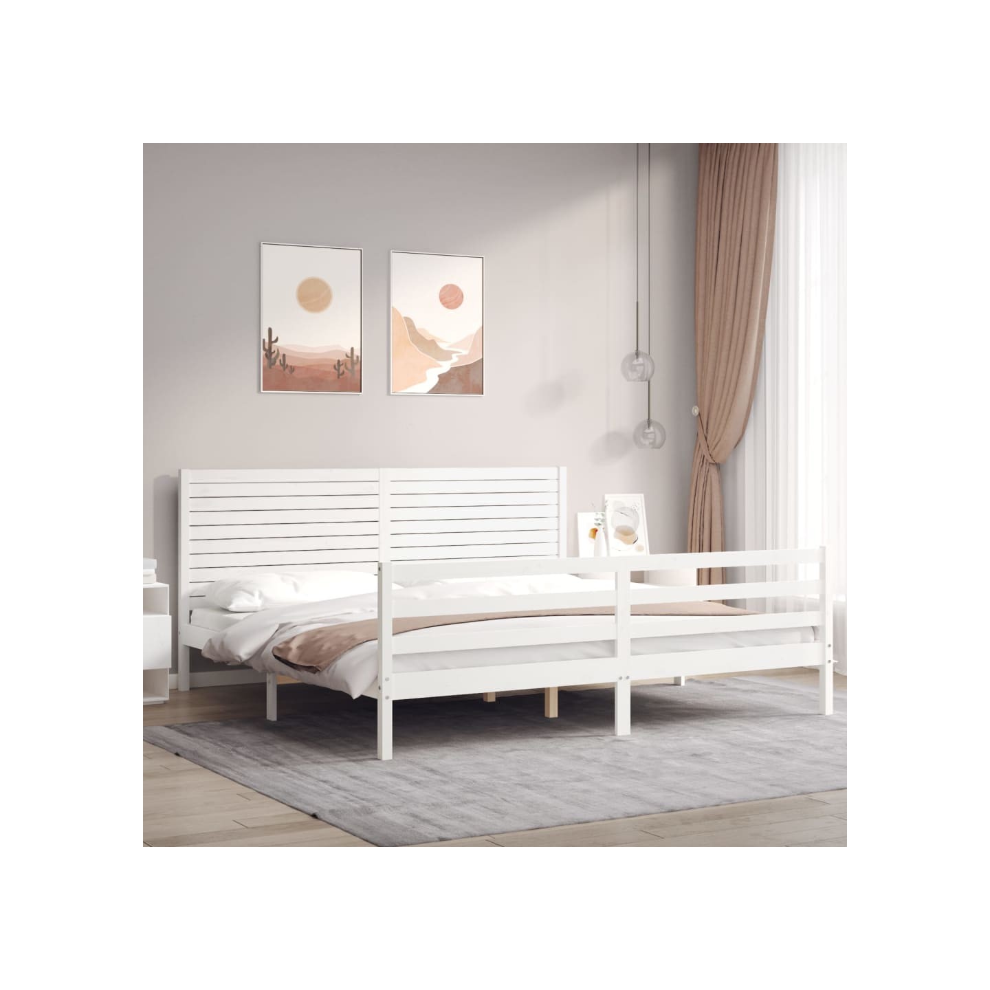 Cadre de lit sans matelas blanc 200x200 cm bois massif