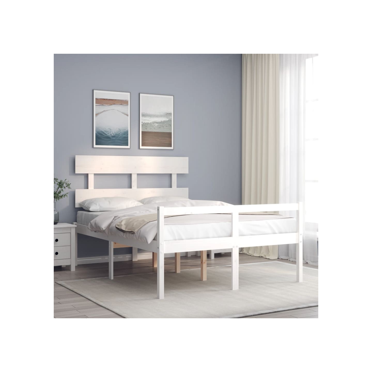 Lit pour personne âgée sans matelas blanc bois massif