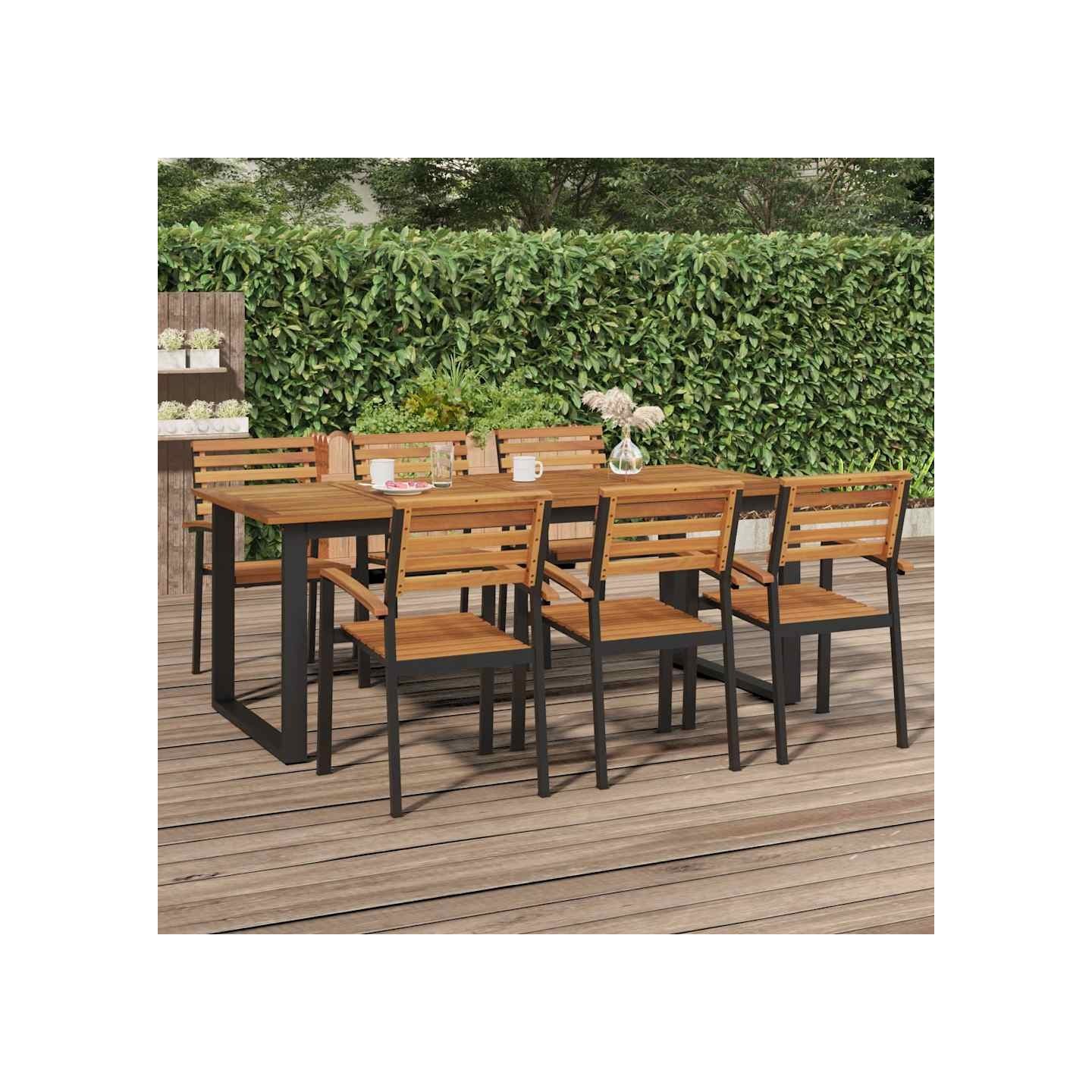 Table de jardin et pieds en forme de U 200x90x75 cm bois acacia