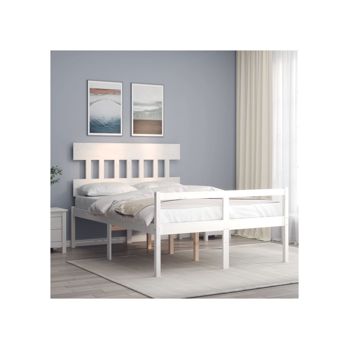 Lit pour personne âgée sans matelas blanc bois massif