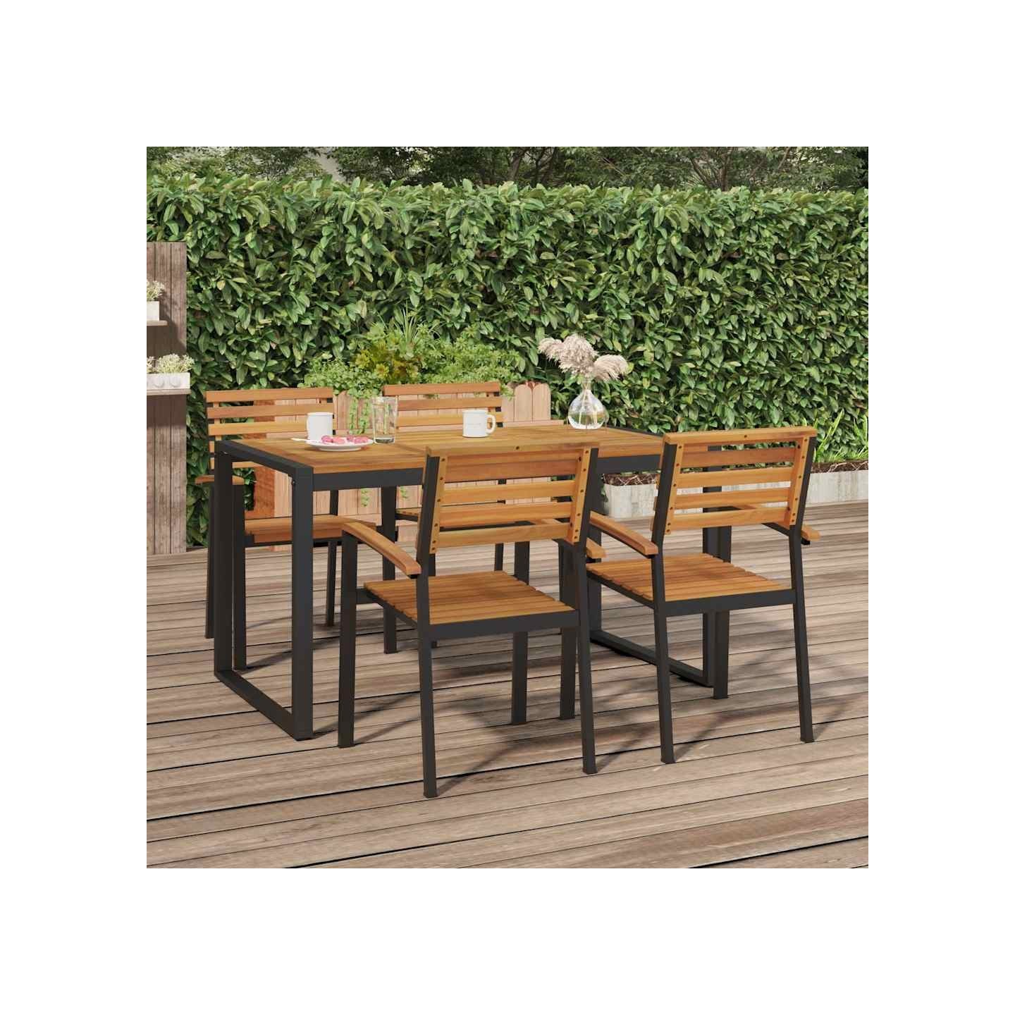 Table de jardin et pieds en forme de U 140x80x75 cm bois acacia