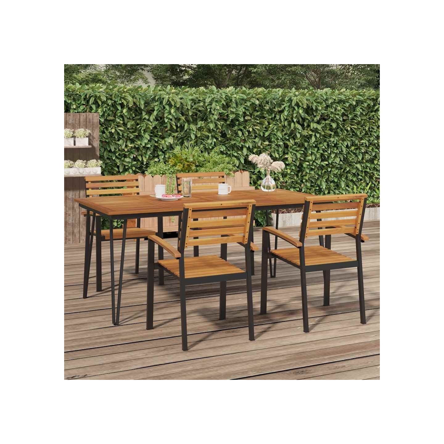 Table de jardin avec pieds épingle à cheveux 180x90x75 acacia