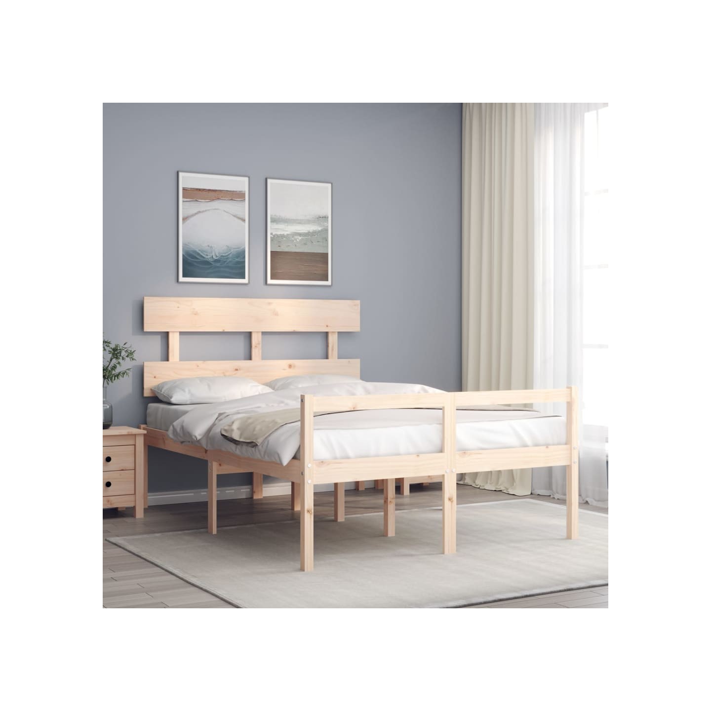 Lit pour personne âgée sans matelas 140x190 cm bois massif