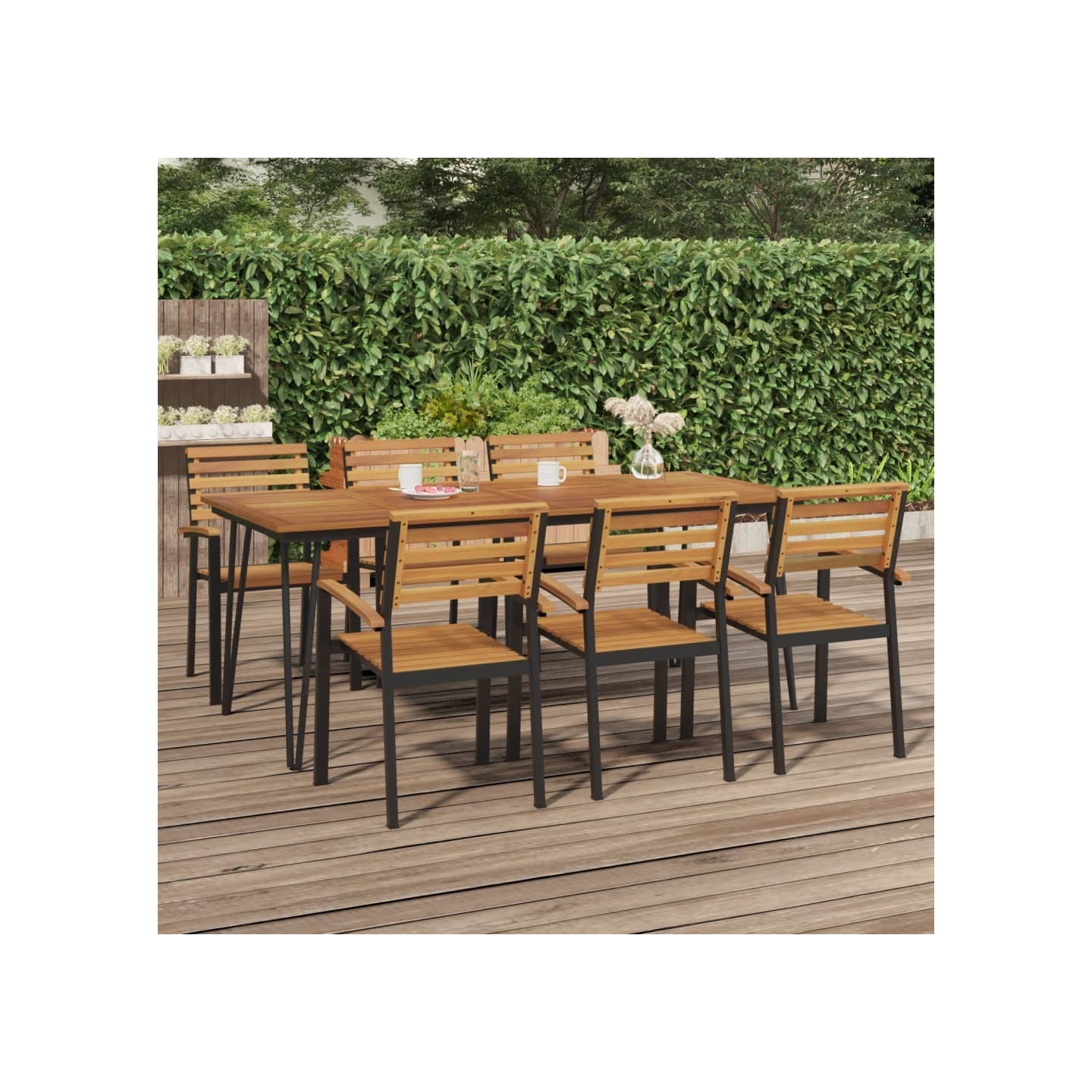 Table de jardin avec pieds épingle à cheveux 200x90x75 acacia