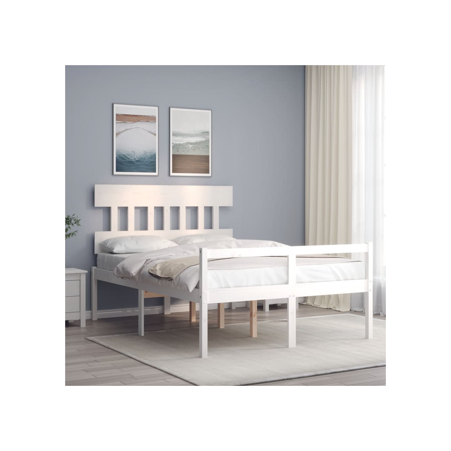 Lit pour personne âgée sans matelas blanc 140x190cm bois massif