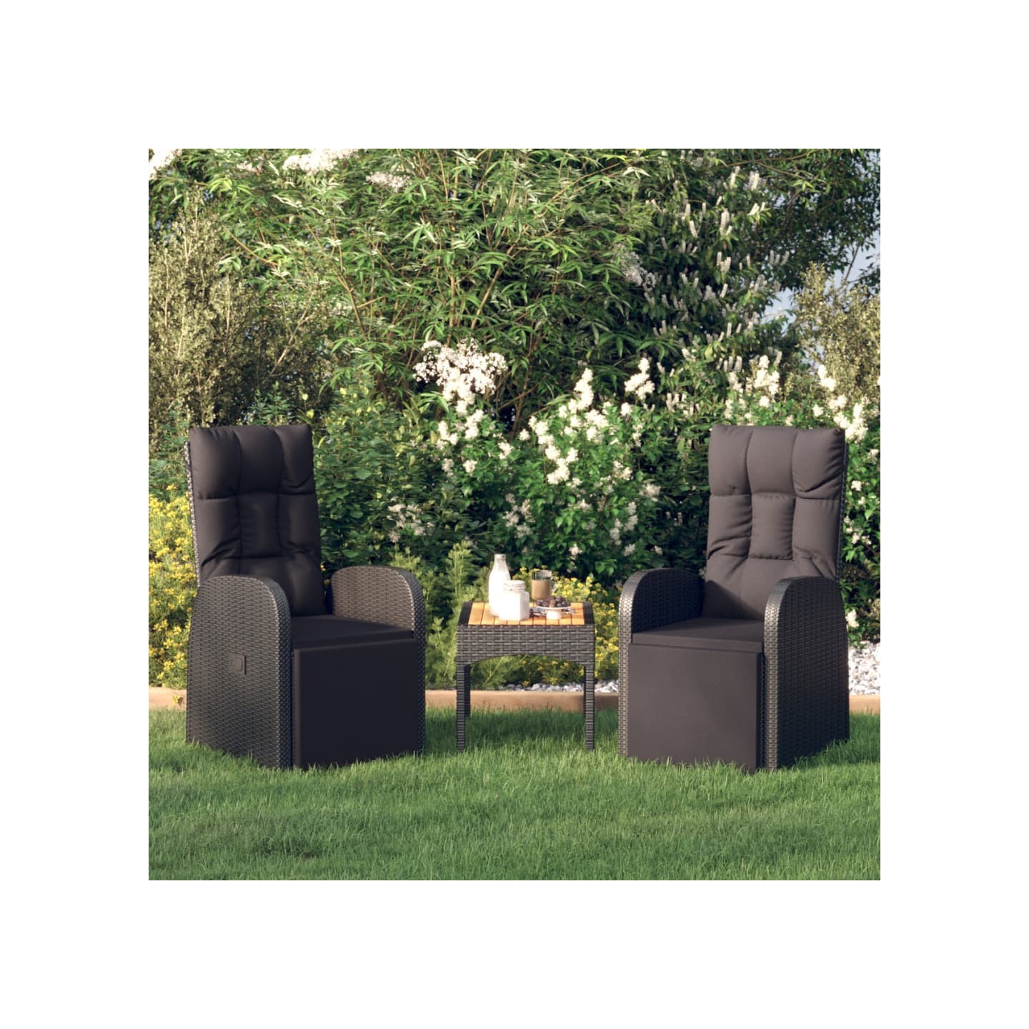 Chaises de jardin inclinables coussins lot de 2 Résine tressée