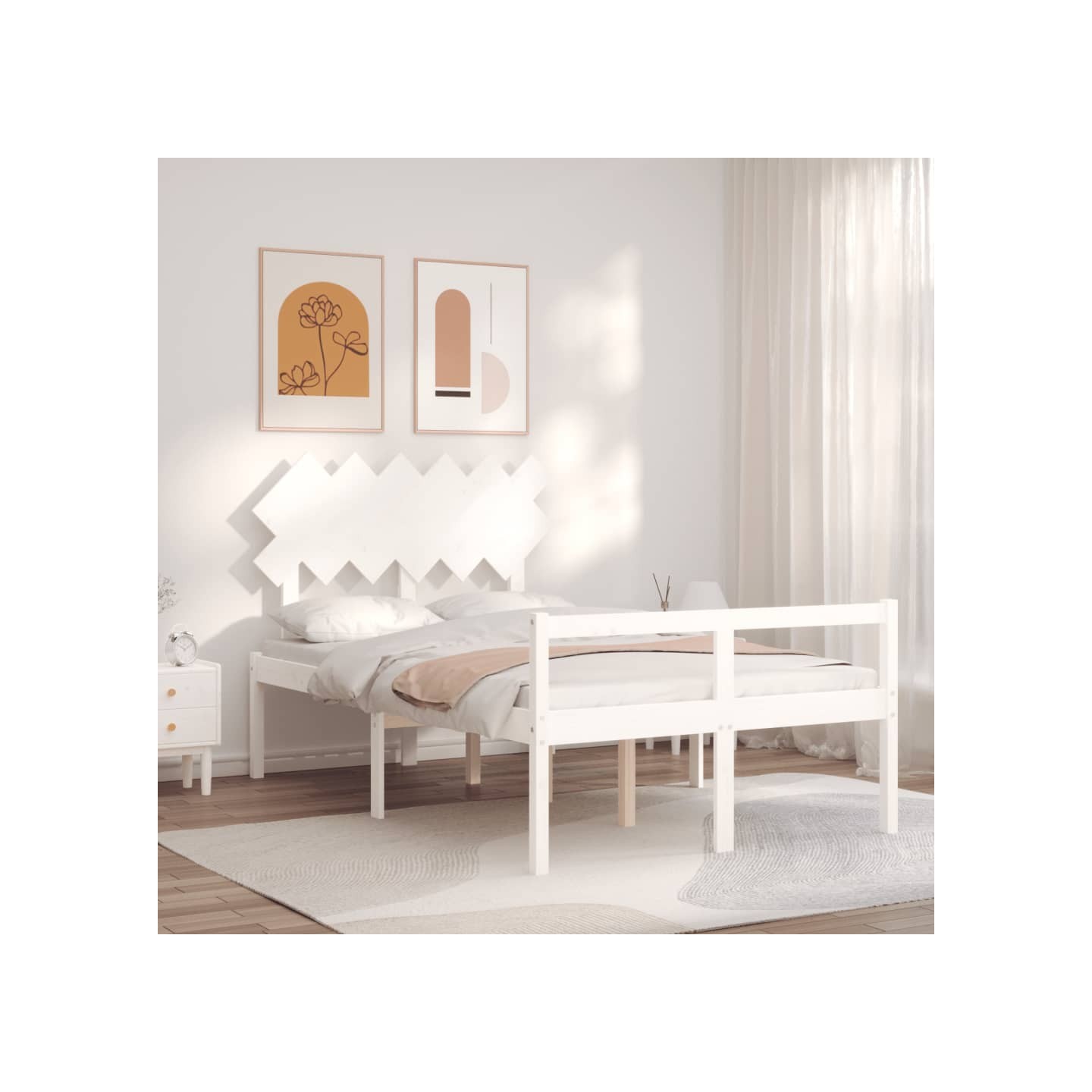 Lit pour personne âgée sans matelas blanc bois massif