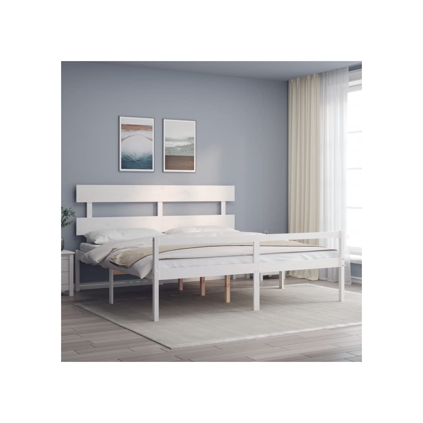 Lit pour personne âgée sans matelas blanc 200x200cm bois massif