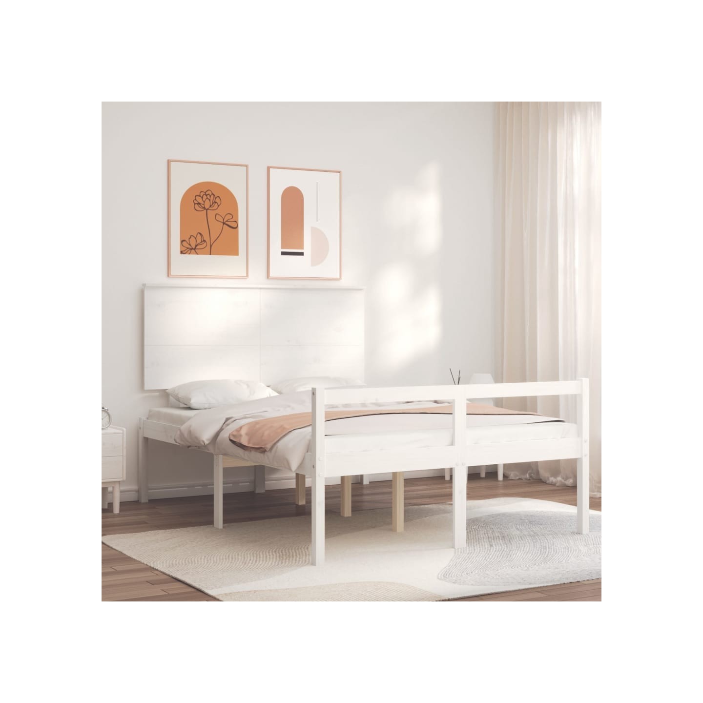 Lit pour personne âgée sans matelas blanc bois massif