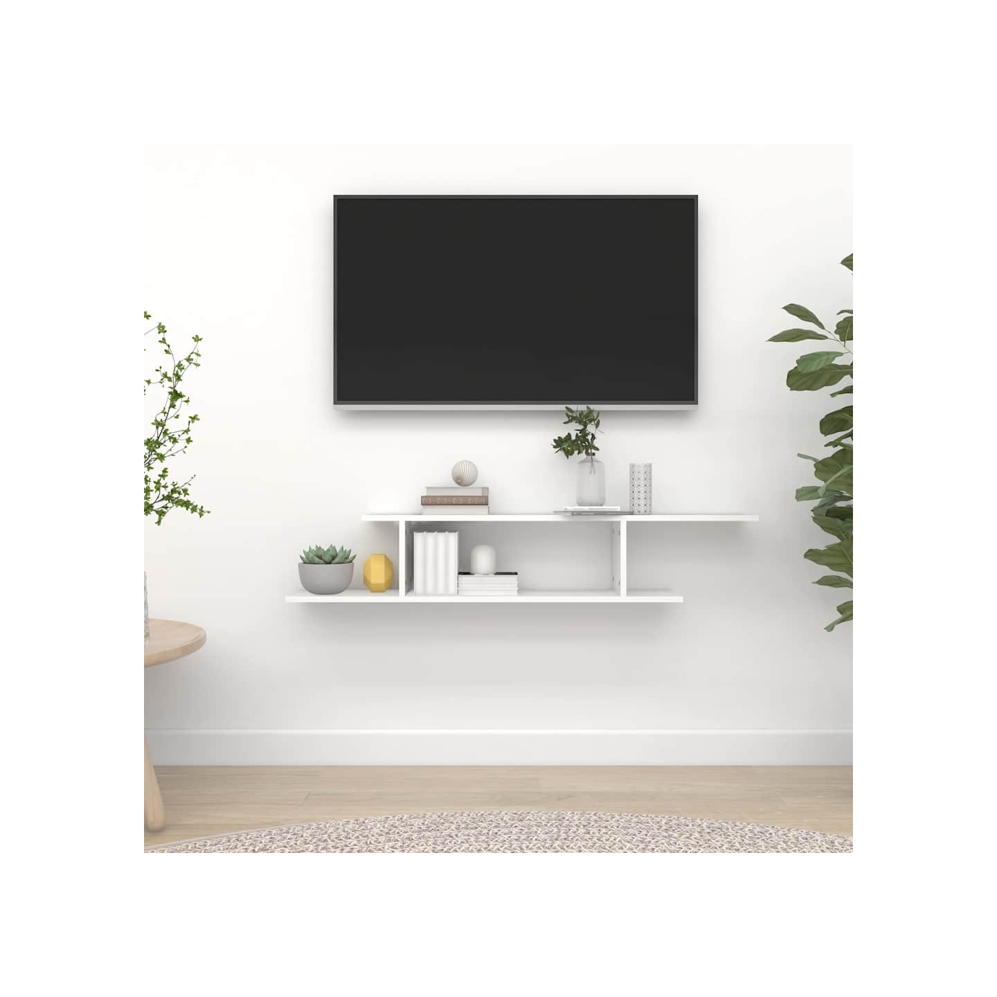 Étagère TV murale Blanc 125x18x23 cm Bois d’ingénierie