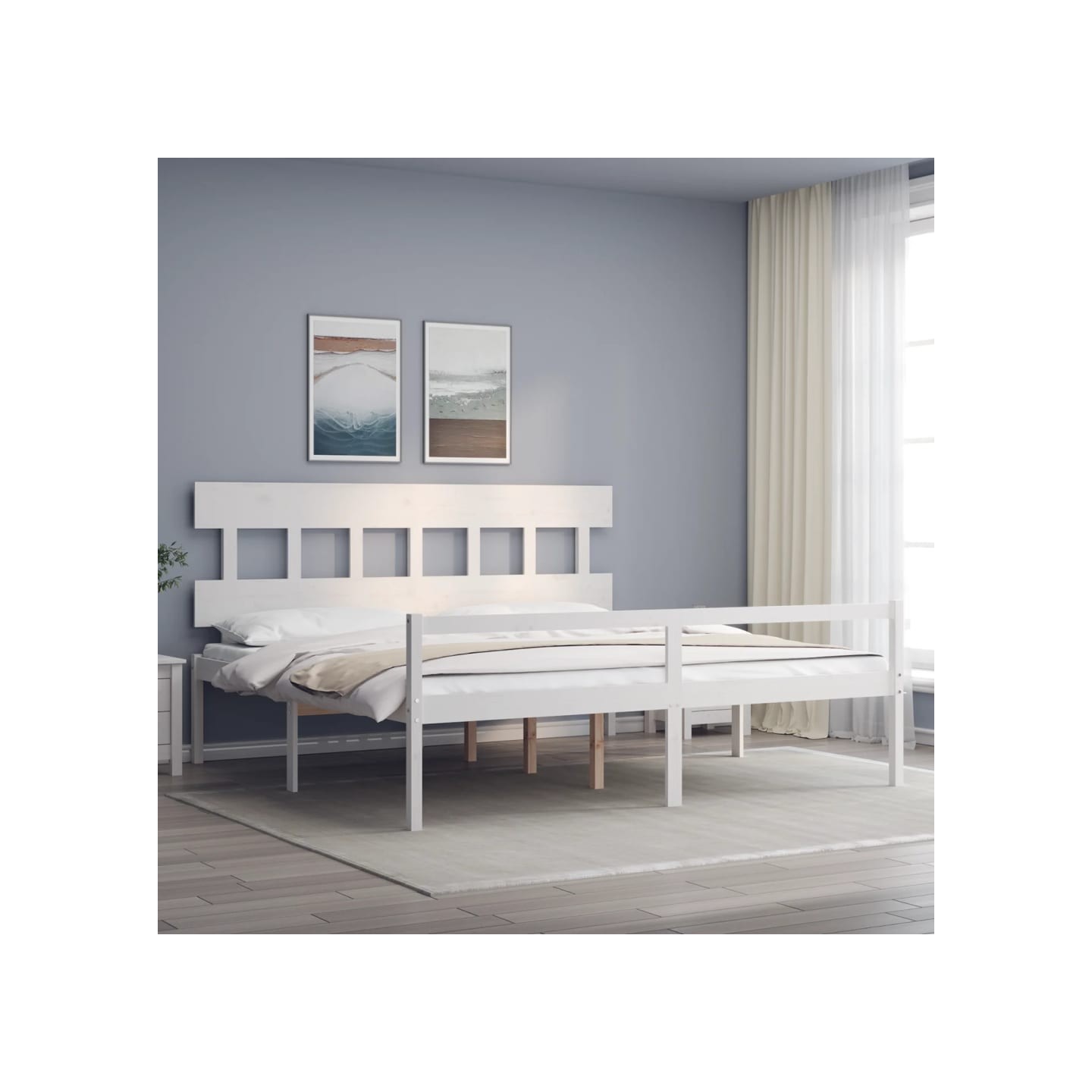 Lit pour personne âgée sans matelas blanc 200x200cm bois massif