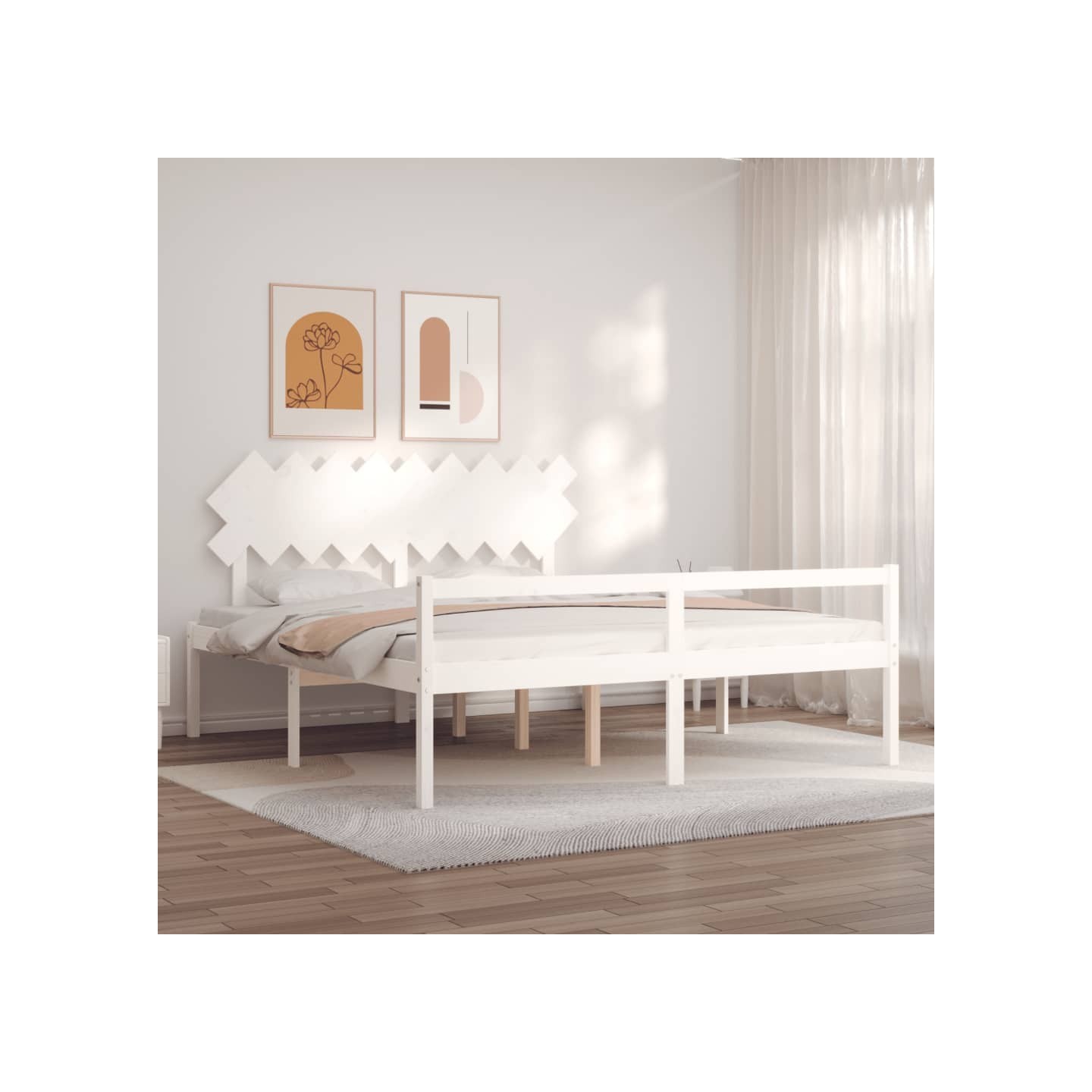 Lit pour personne âgée sans matelas blanc bois massif