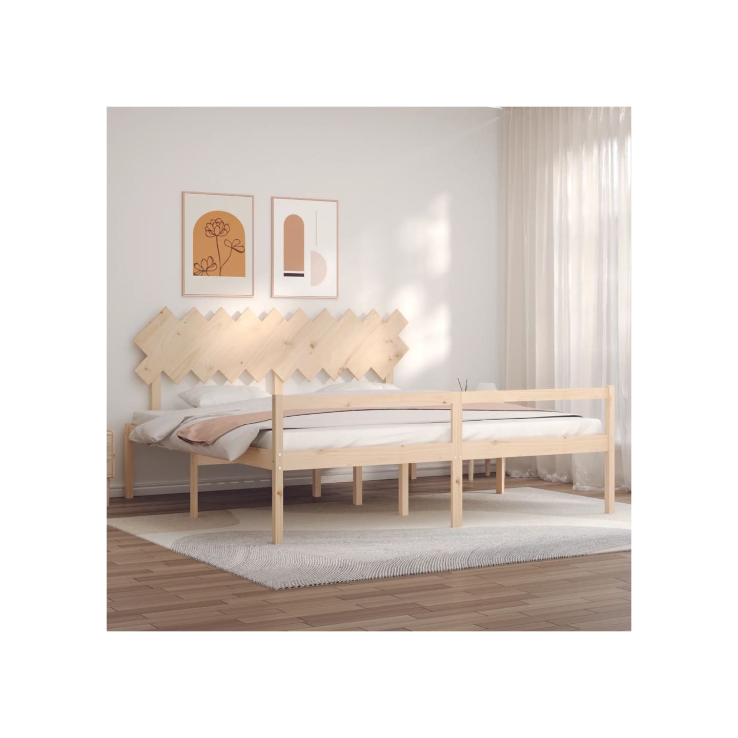 Lit pour personne âgée et tête de lit 200x200 cm bois massif