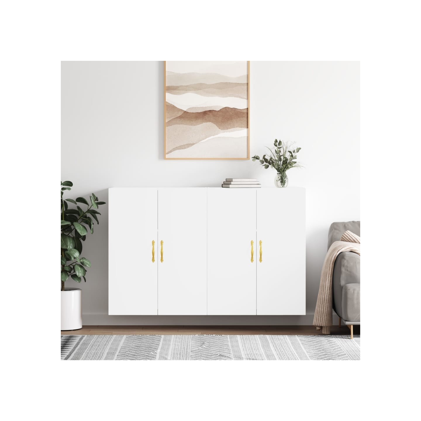 Armoires murales 2 pcs blanc 69,5x34x90 cm