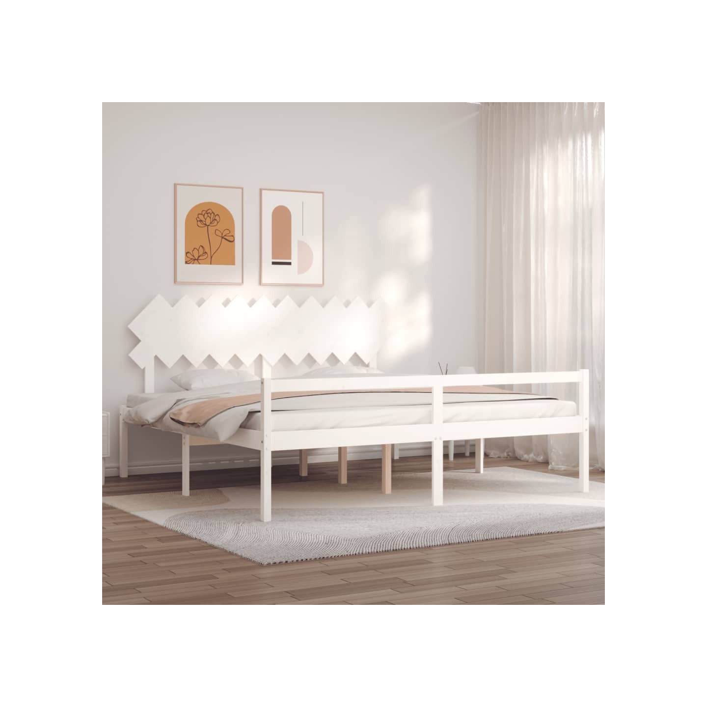 Lit pour personne âgée sans matelas blanc 200x200cm bois massif