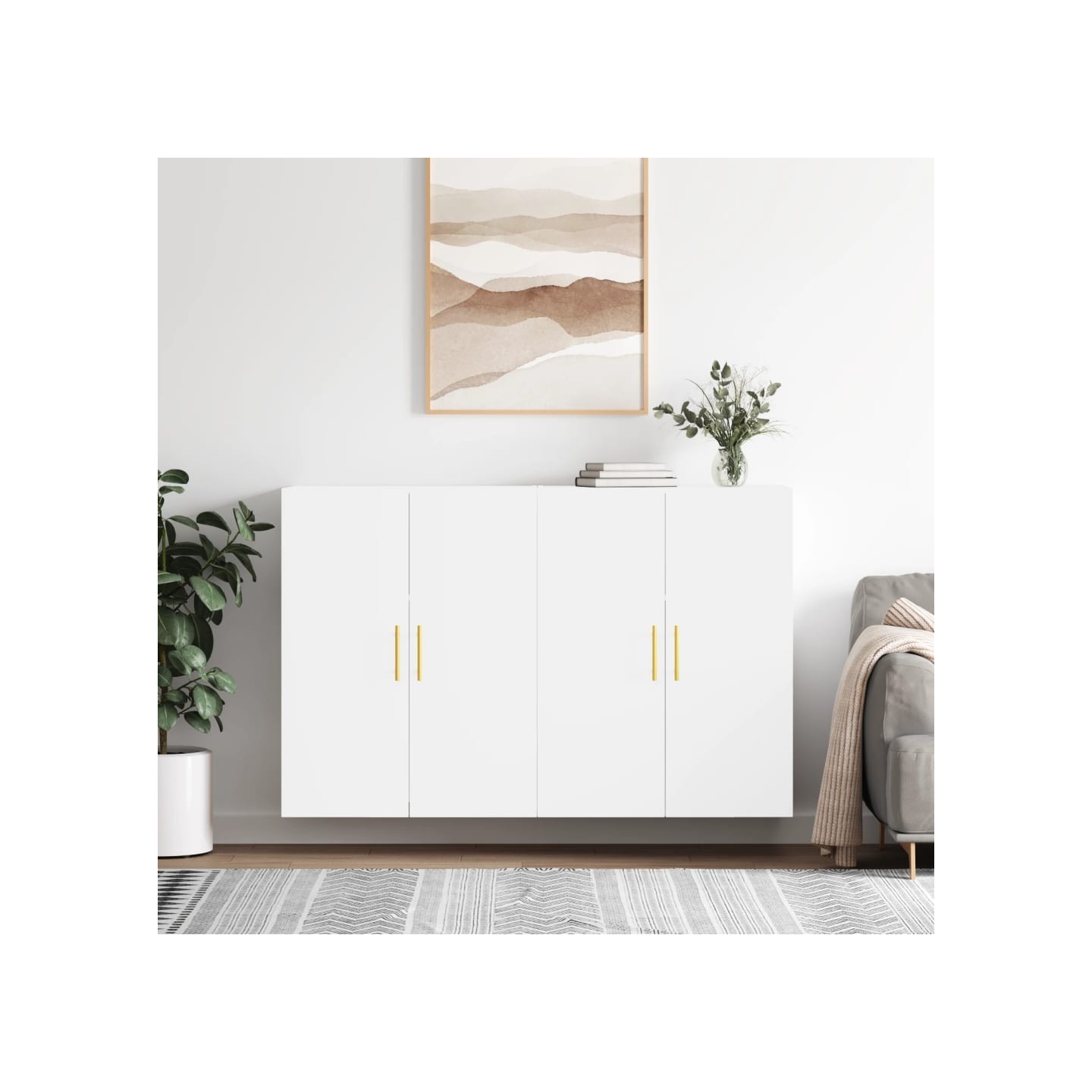 Armoires murales 2 pcs blanc 69,5x34x90 cm