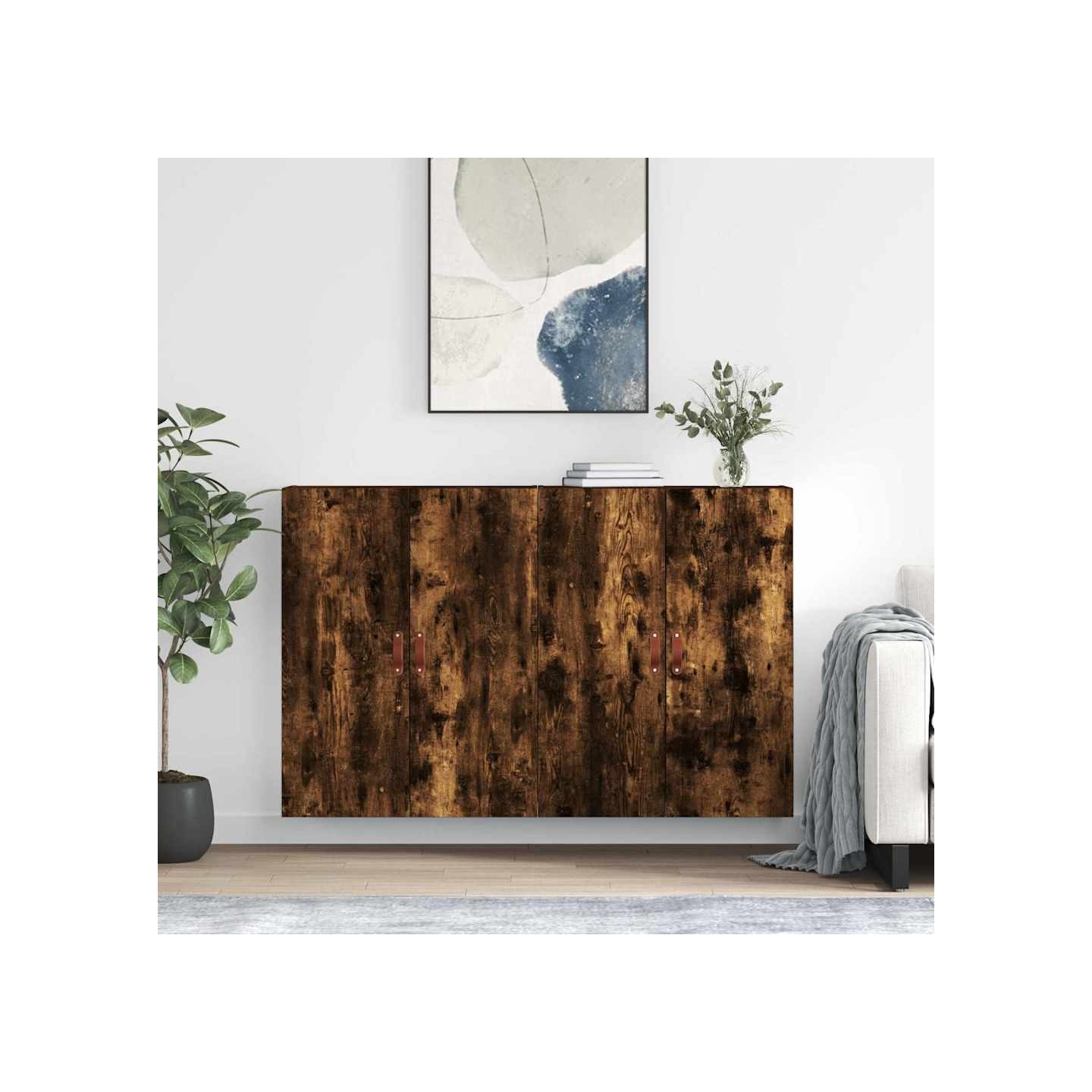 Armoires murales 2 pcs chêne fumé 69,5x34x90 cm