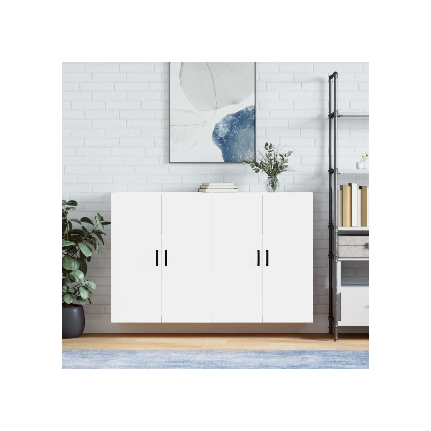 Armoires murales 2 pcs blanc 69,5x34x90 cm