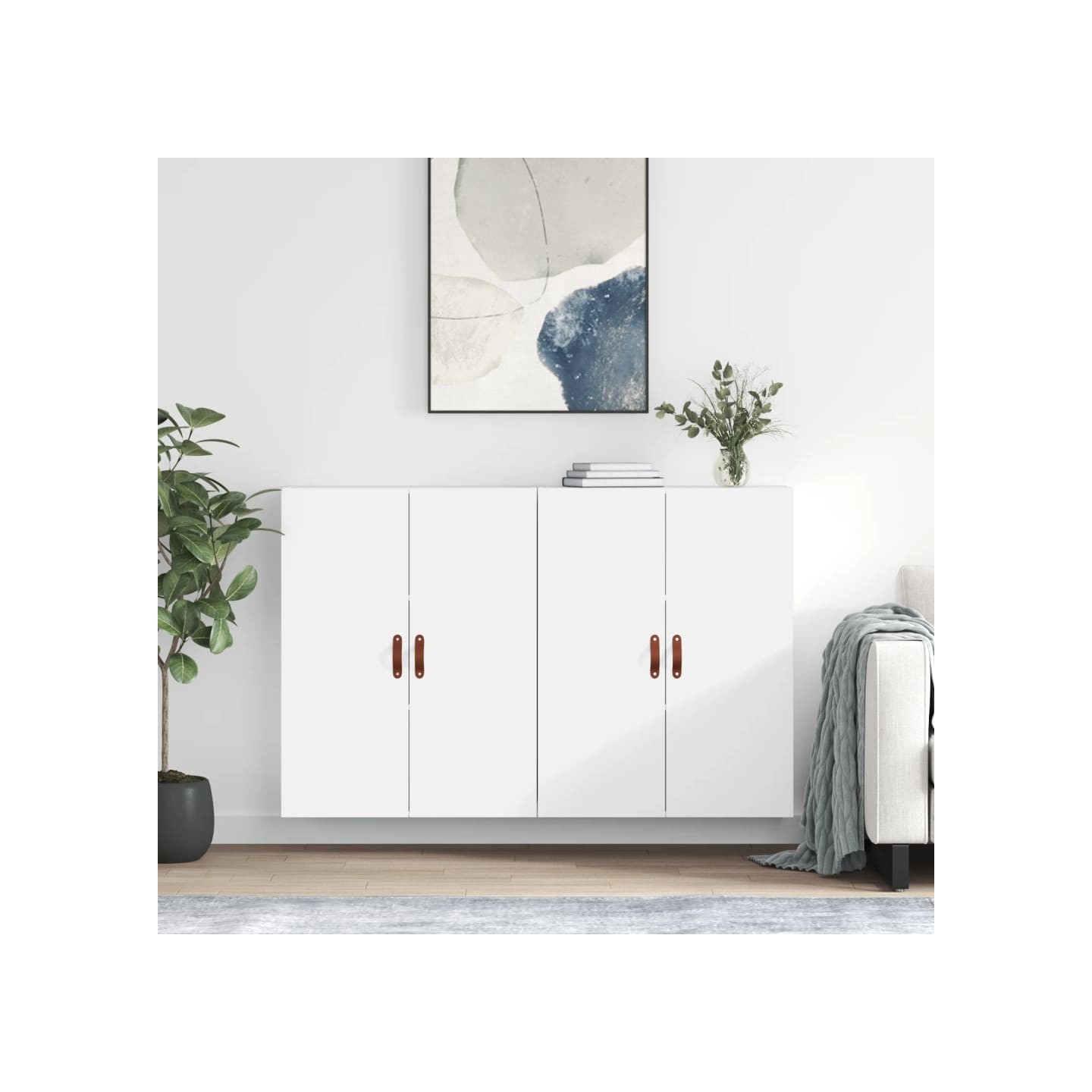 Armoires murales 2 pcs blanc 69,5x34x90 cm
